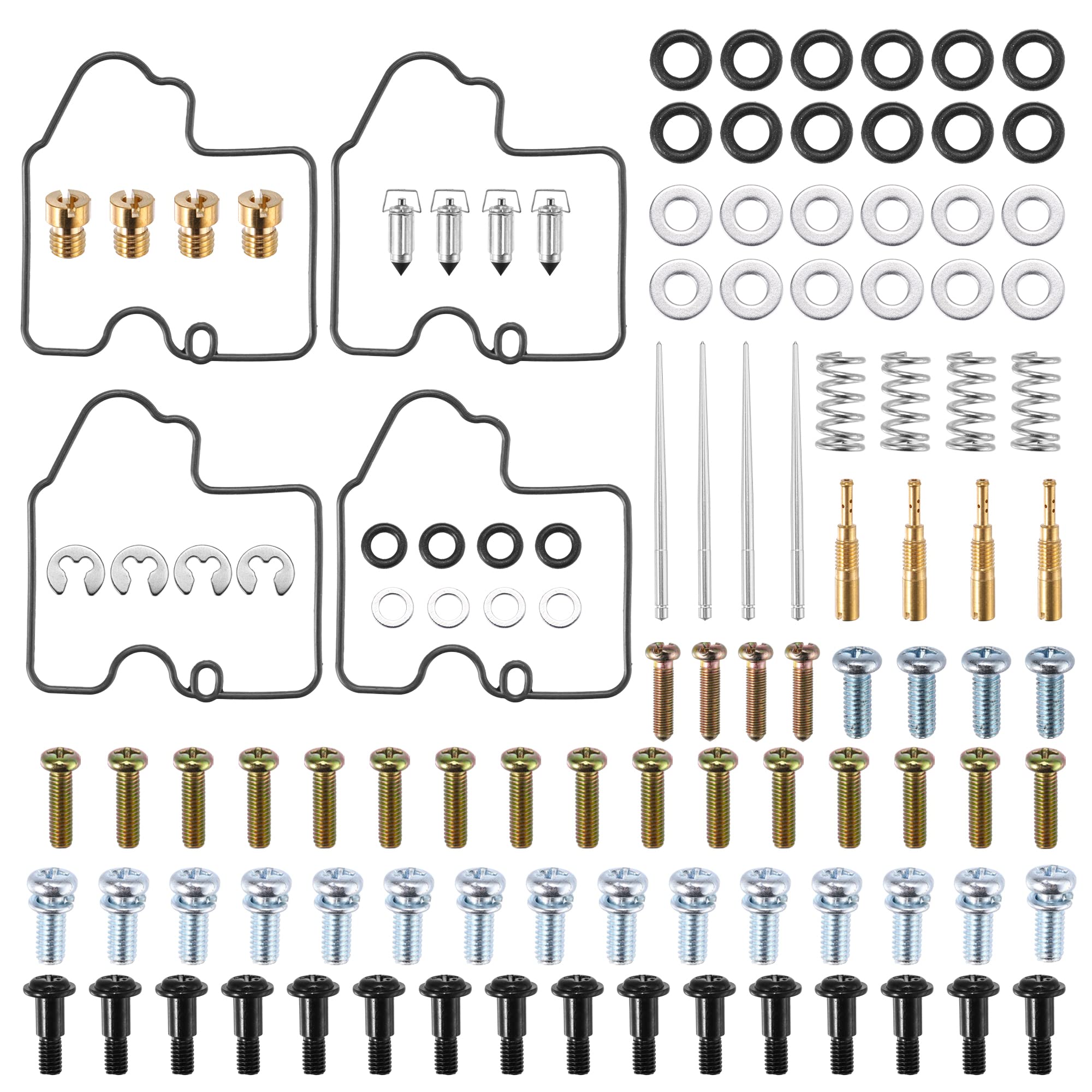 Motoforti 4 Set Motorcycle Carburetor Repair Rebuild Kit Gaskets Jets for Yamaha YZF R6 600 1999 2000 2001 2002 Carburetor Repai