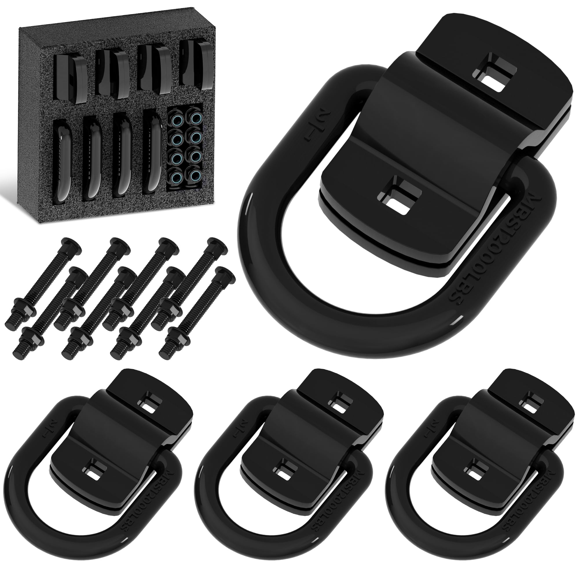 YiaChuii 1/2 D Ring Tie Down Anchors Heavy Duty Bolt-On Forged D Ring, 12000Lbs Break Strength Tie Down Anchors Hooks for Trai