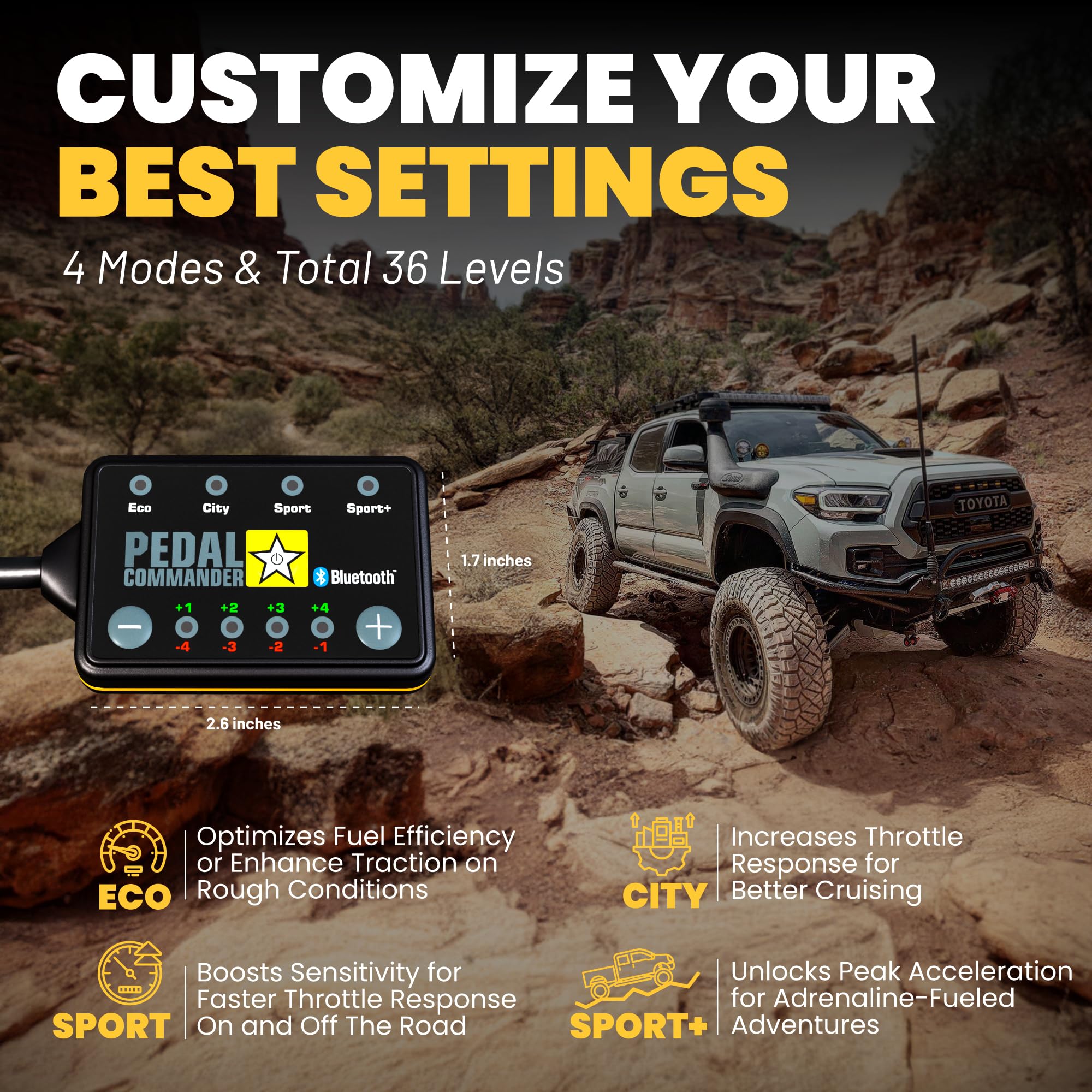Pedal Commander For Toyota Tacoma (2005 And Newer) (2Nd & 3Rd Gen) Sr, Sr5, Trd Sport, Trd Off Road, Limited, Trd Pro (2.7L 3.5L 4.0L) | Throttle Response Controller - Pc38
