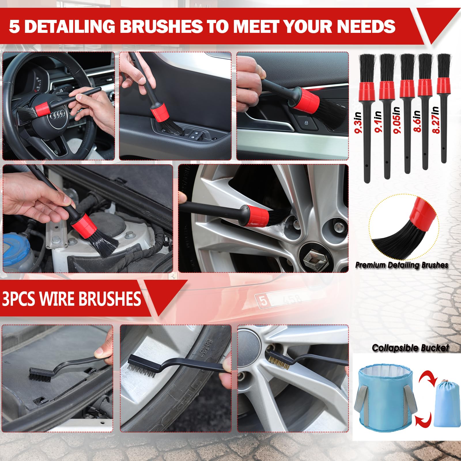 GASLIKE 56Pcs Car Wash Cleaning Kit with Foam Gun & Long Handle Brush - Complete Car Detailing Supplies