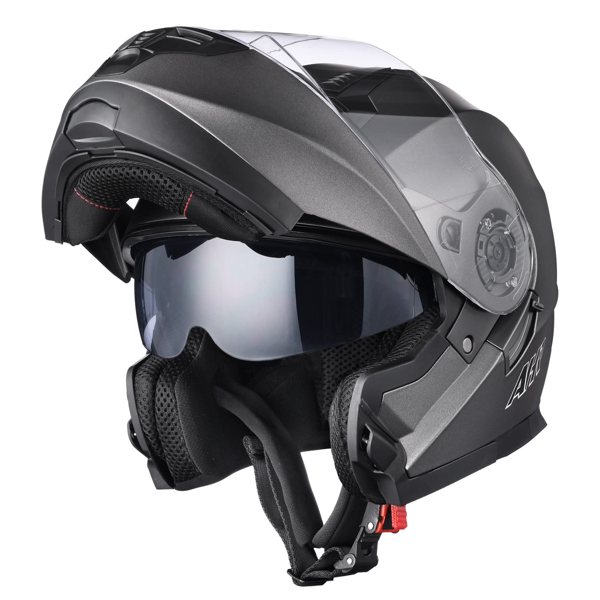 Ahr Motorcycle Helmet Dual Visor Modular Flip Up Full Face Helmet Dot Approved - Ahr Run-M3 For Adult Motorbike Street Bike Mope
