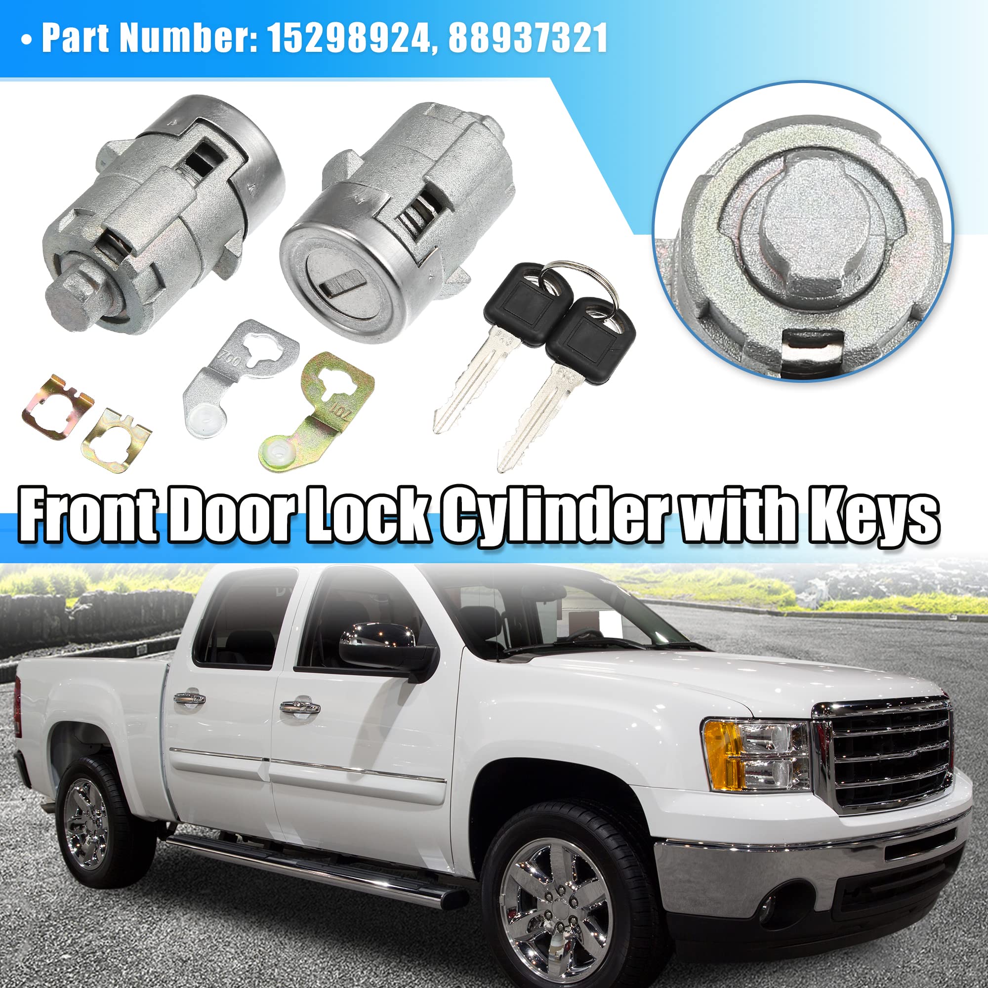 X Autohaux 1 Pair Door Lock Cylinder Set W/ 2 Key For Gmc Sierra 1500 2500 3500 Yukon For Chevy Silverado Tahoe Suburban For Hum