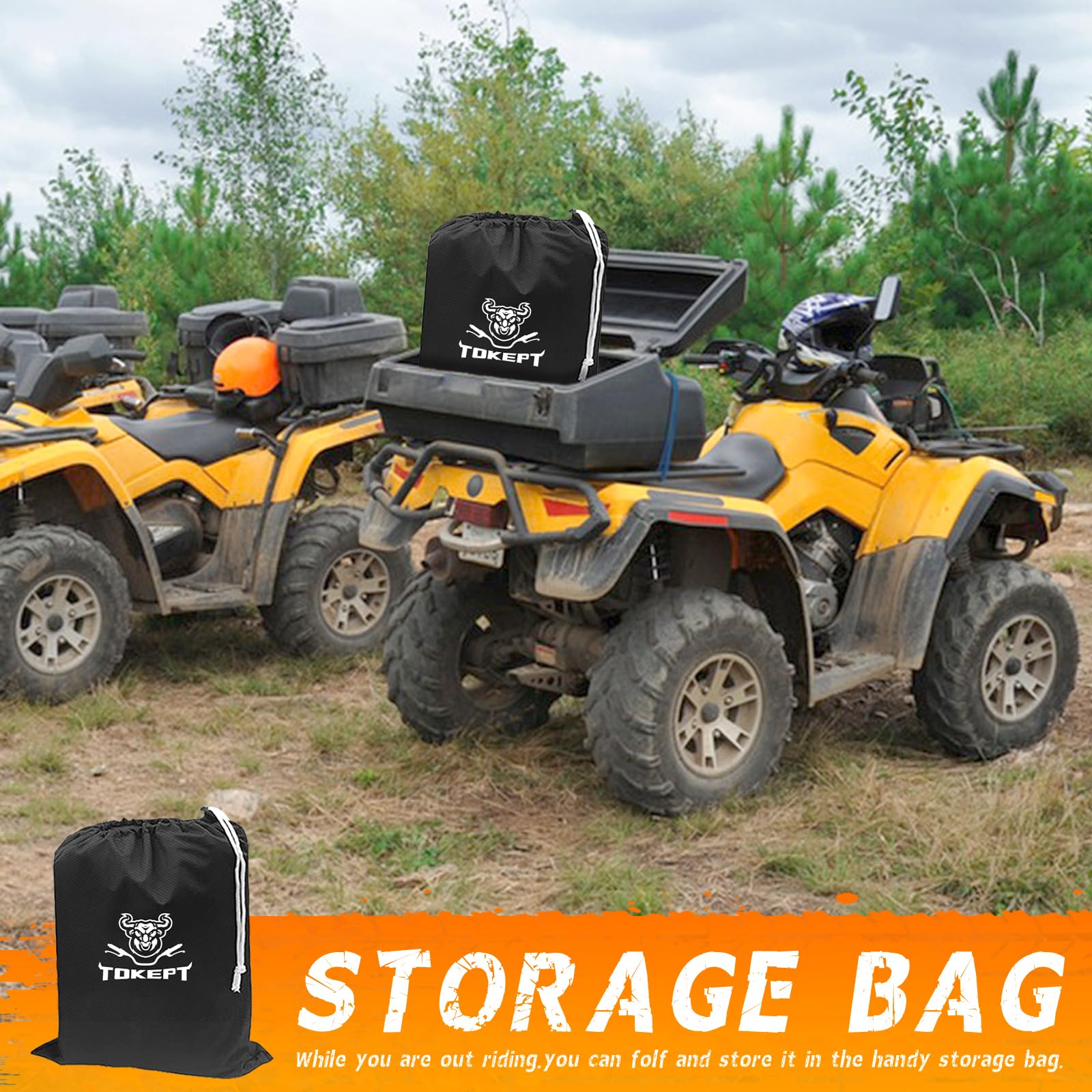 Tokept ATV Cover, Heavy Duty Black Waterproof Oxford Fabric Protective 4 Wheeler Quad Cover for 86'' Kawasaki Honda Polaris Yama