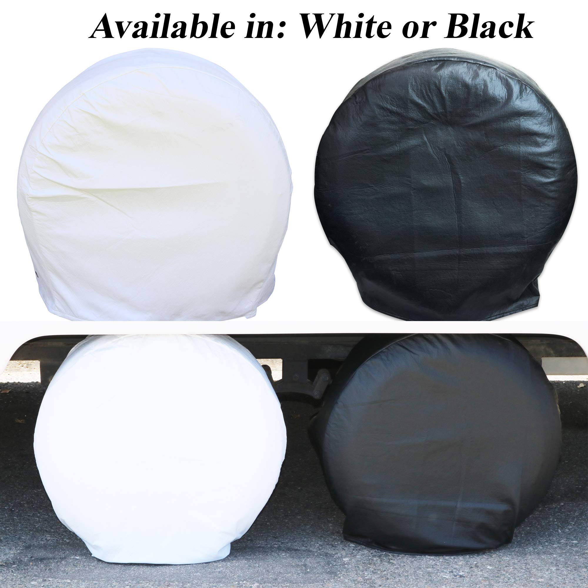 Leisure Coachworks Tire Covers For Rv Wheel Set Of 4, Motorhome Tire/Wheel Covers Waterproof Soft Vinyl Black Tire Protectors Ti