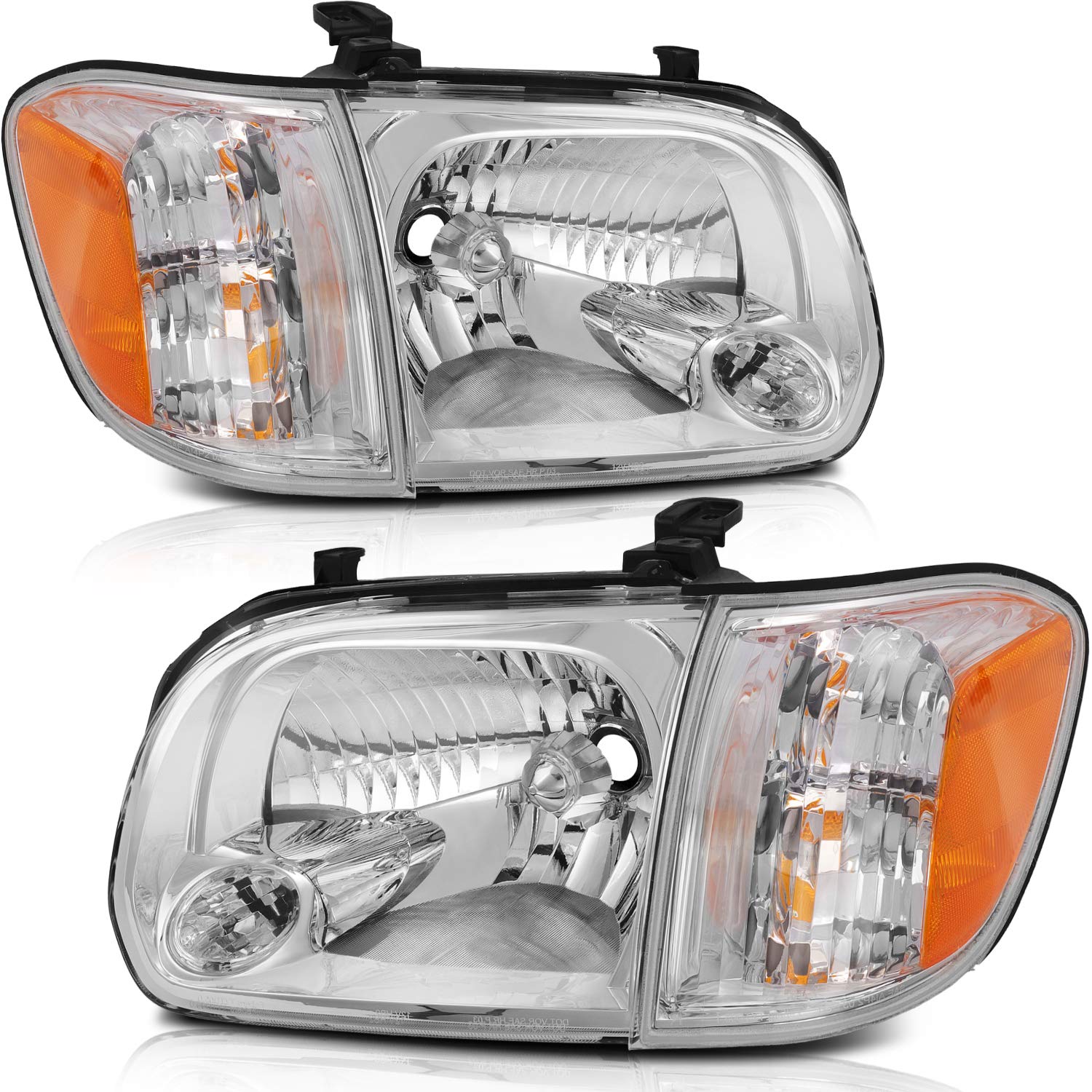 LSAILON Headlight Assembly Replacement Fit 2005-2007 For Toyota Sequoia 2005-2006 For Toyota Tundra Double Cab 4 Door Only Chrom