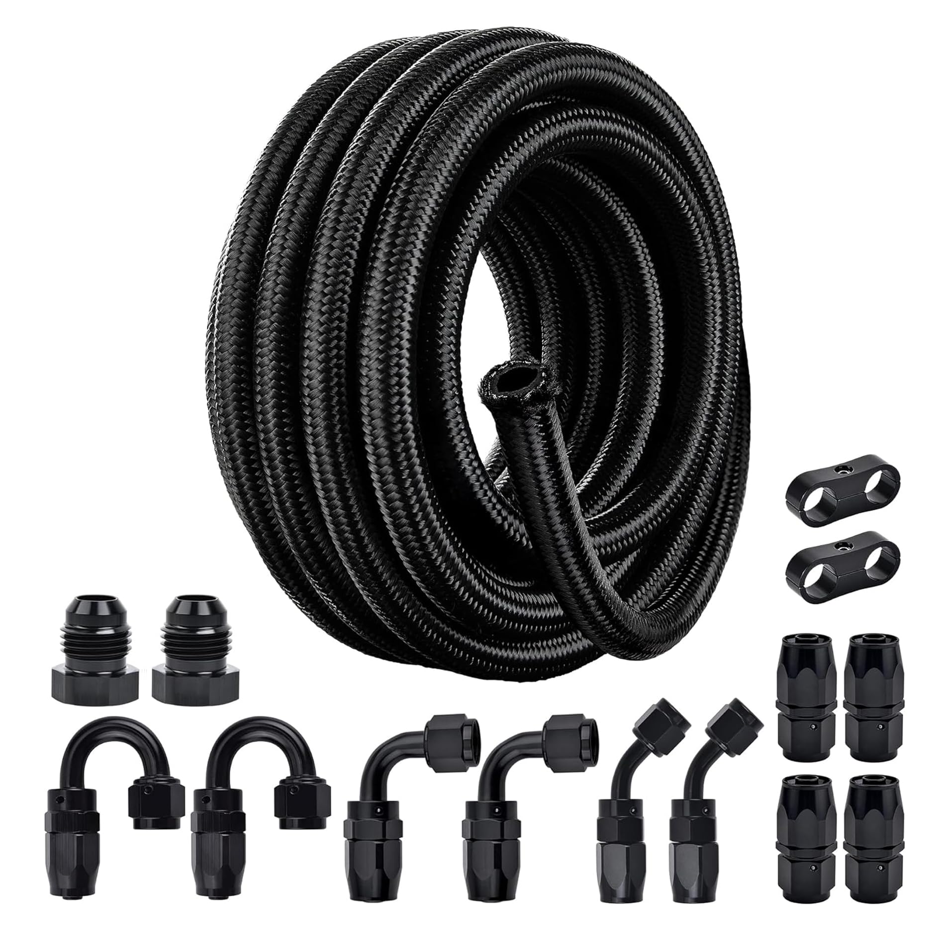 EVIL ENERGY 4AN Fuel Line Kit, 4AN Hose Kit 16FT Nylon Braided Fuel Line Hose Fitting Kit CPE Fuel Hose