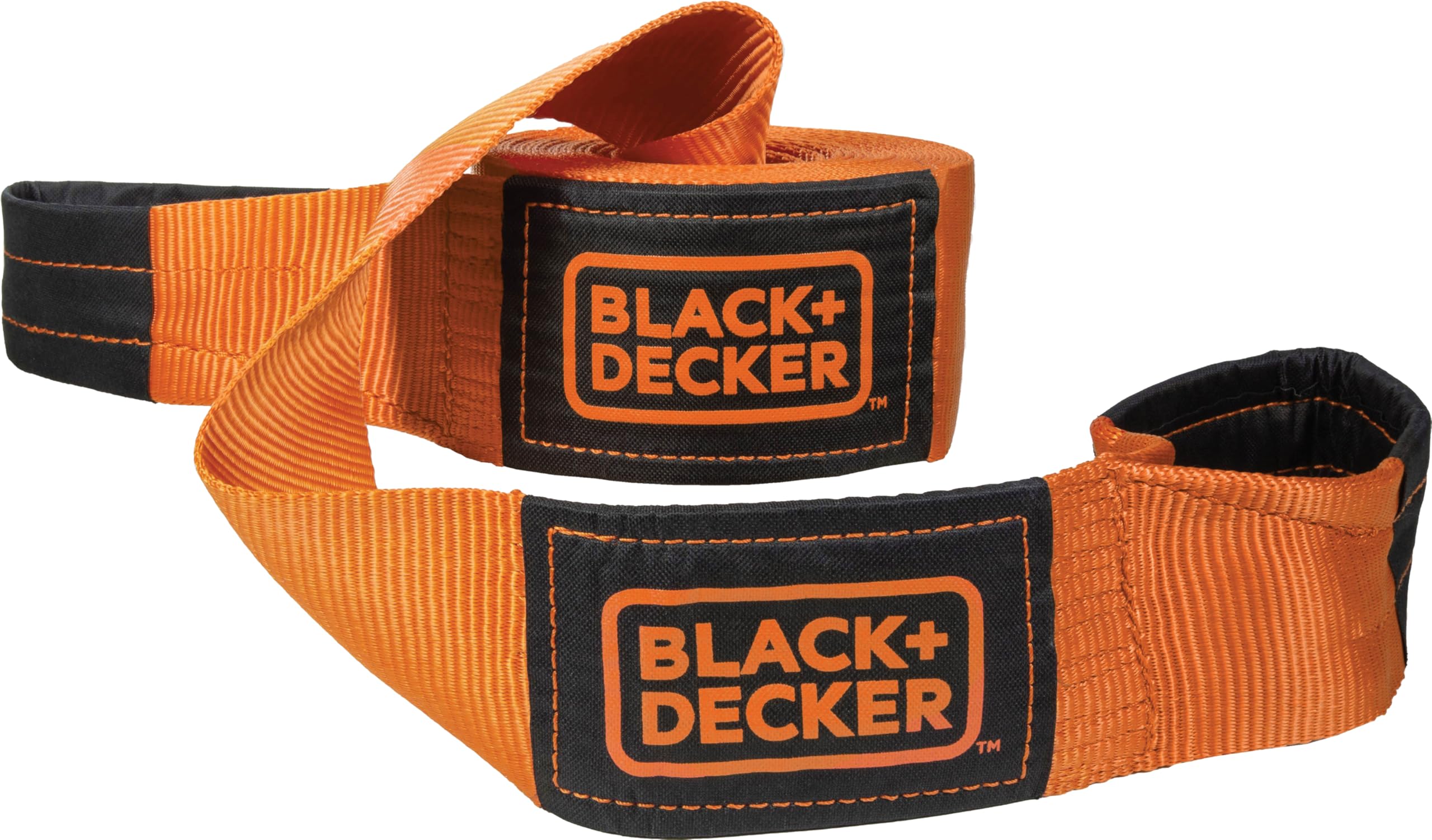 BLACK+DECKER BD1003 Black/Orange 4'' x 30' Recovery Strap - Heavy-Duty (20,000 lb Break Strength) for Emergency Off-Road 4x4 Tow