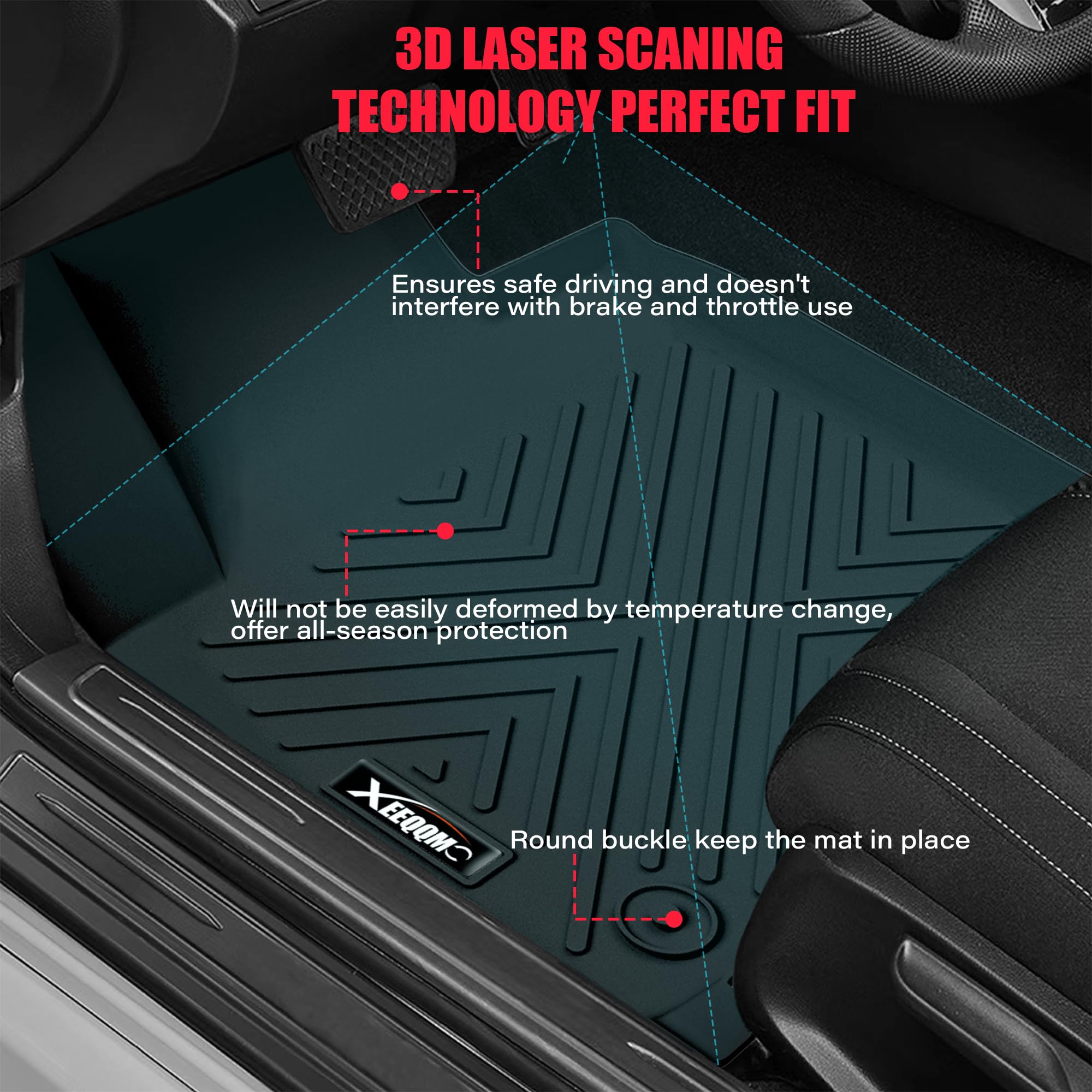 XEEQQMO All Weather Floor Mats & Trunk Mat Set for 2024-2026 Lincoln Nautilus - TPE Protection Liners, Full Set with Cargo Liner