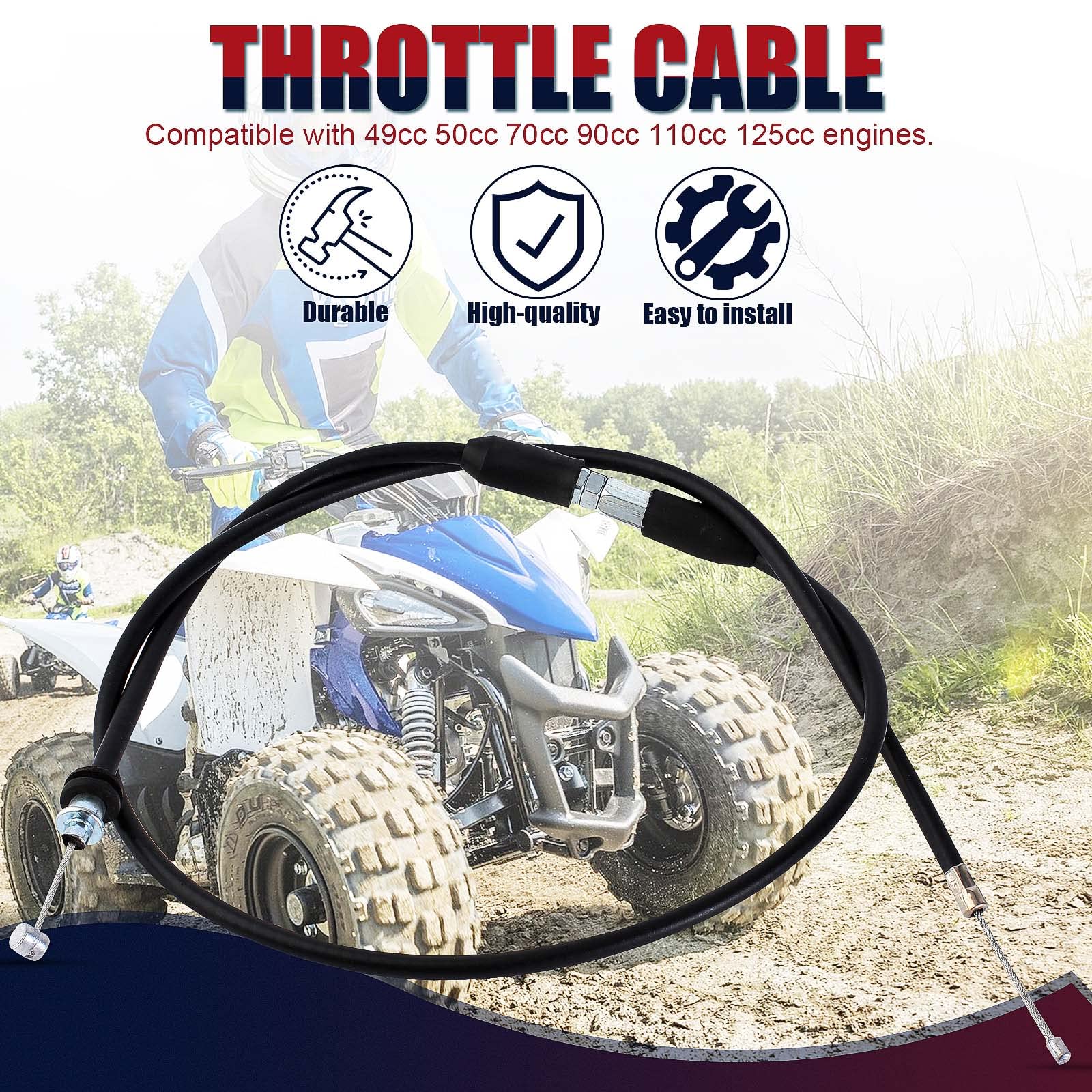 Qazaky 31Inch Throttle Cable Line For 49Cc 50Cc 70Cc 90Cc 110Cc 125Cc Kids Atv Quad 4 Wheeler Mini Pit Dirt Bike Taotao Kazuma B