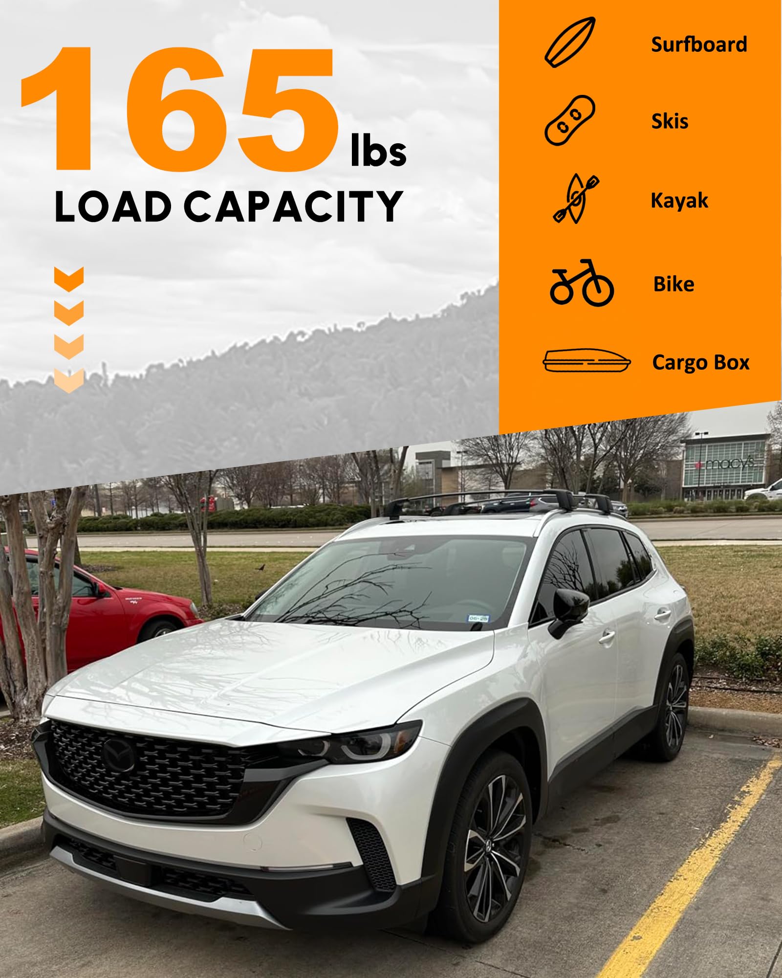 Snailfly Roof Rack Cross Bars Fit For 2023 2024 Mazda Cx50 Cx-50 Lockable Crossbars 165Lbs Capacity For Kayak Ski Bike Snowboard