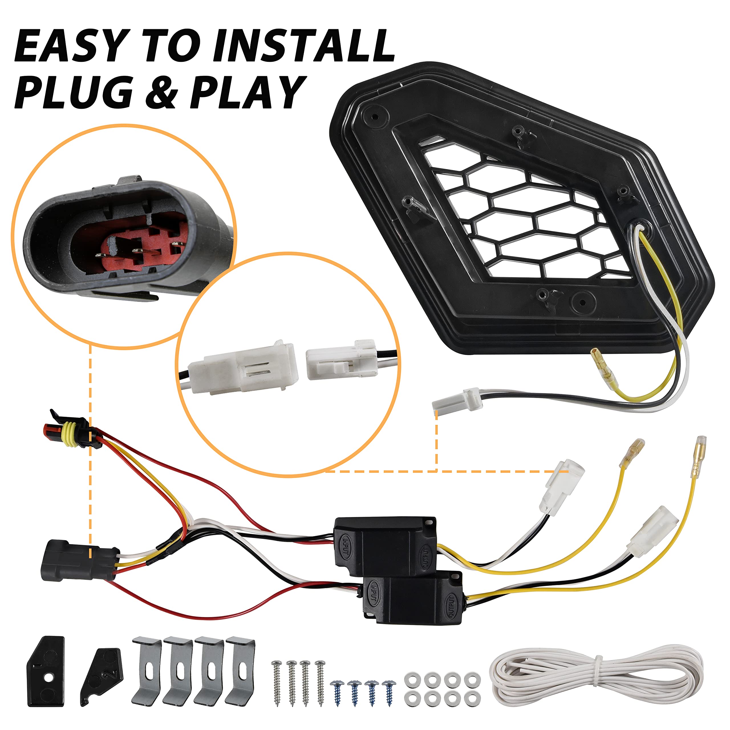 SAUTVS LED Front Accent Lights for Can-Am X3, Clear Auxiliary Turn Signal Lamps, Model ZP-YJ-030602-037, 2PCS