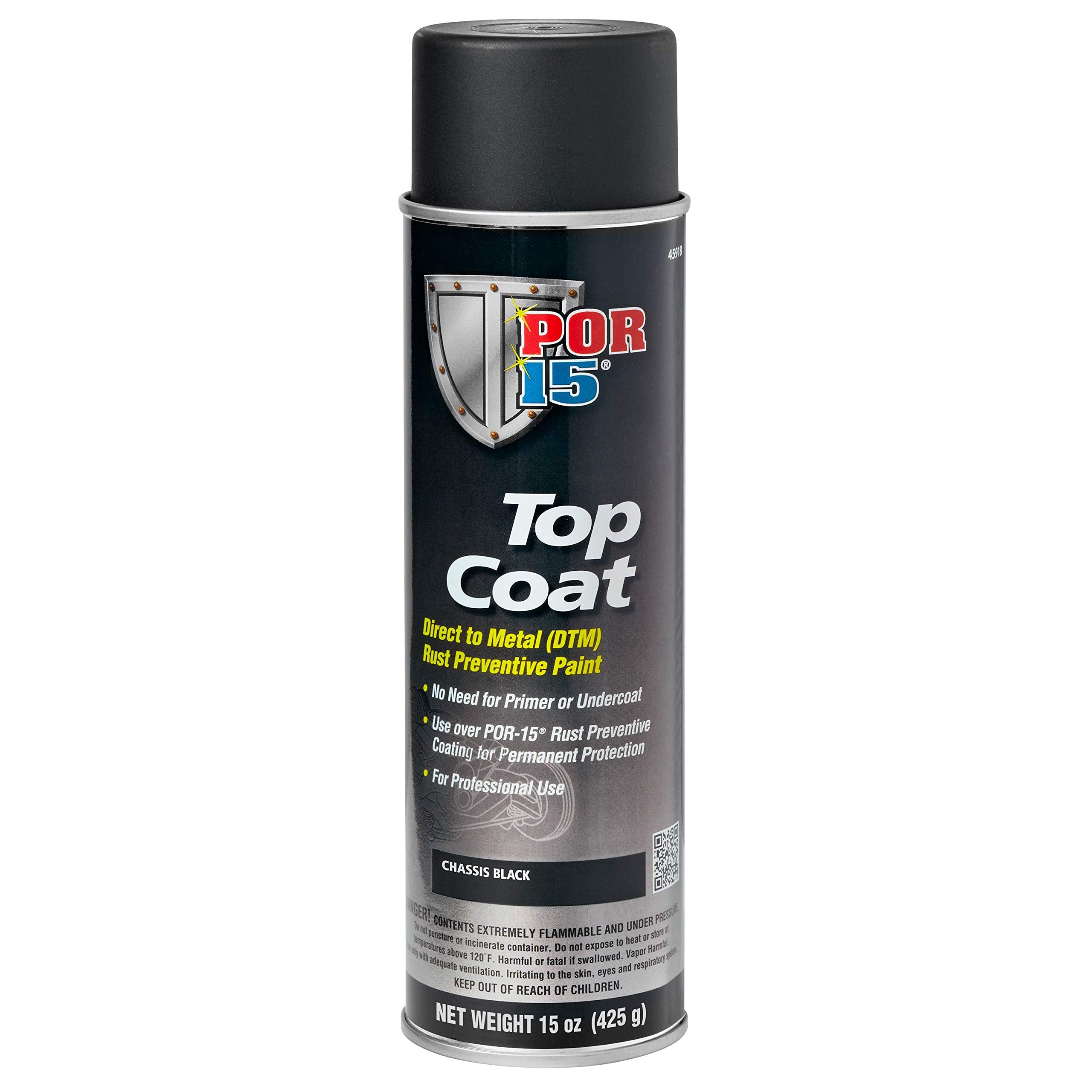 Por-15 Top Coat Spray Paint, Direct To Metal Paint, Long-Term Sheen And Color Retention, 15 Fluid Ounces, Chassis Black