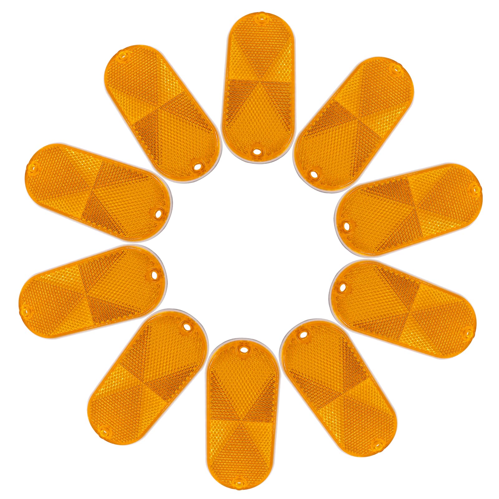 Hitefu 10PCS Front Reflector, Yellow Oval Safety Reflectors for Roads Mailboxes Automobiles Trailer Boats Tunnels Reflector, Sel