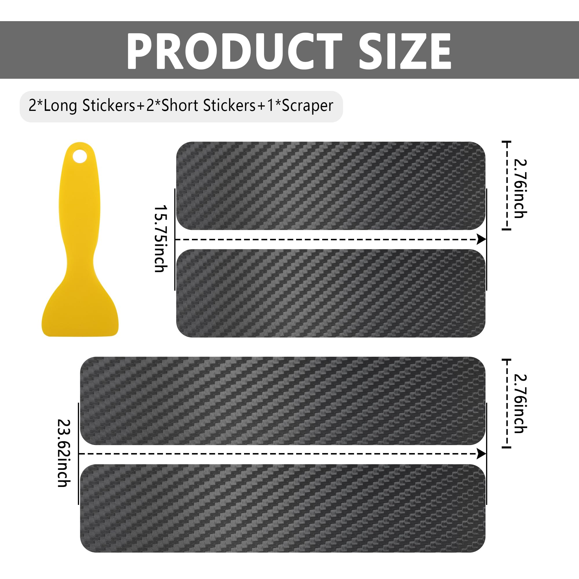 4PCS Car Door Sill Protector with Scraper,Carbon Fiber Car Door Protector Edge Guards for Front Rear Door Sills,Universal Anti-S