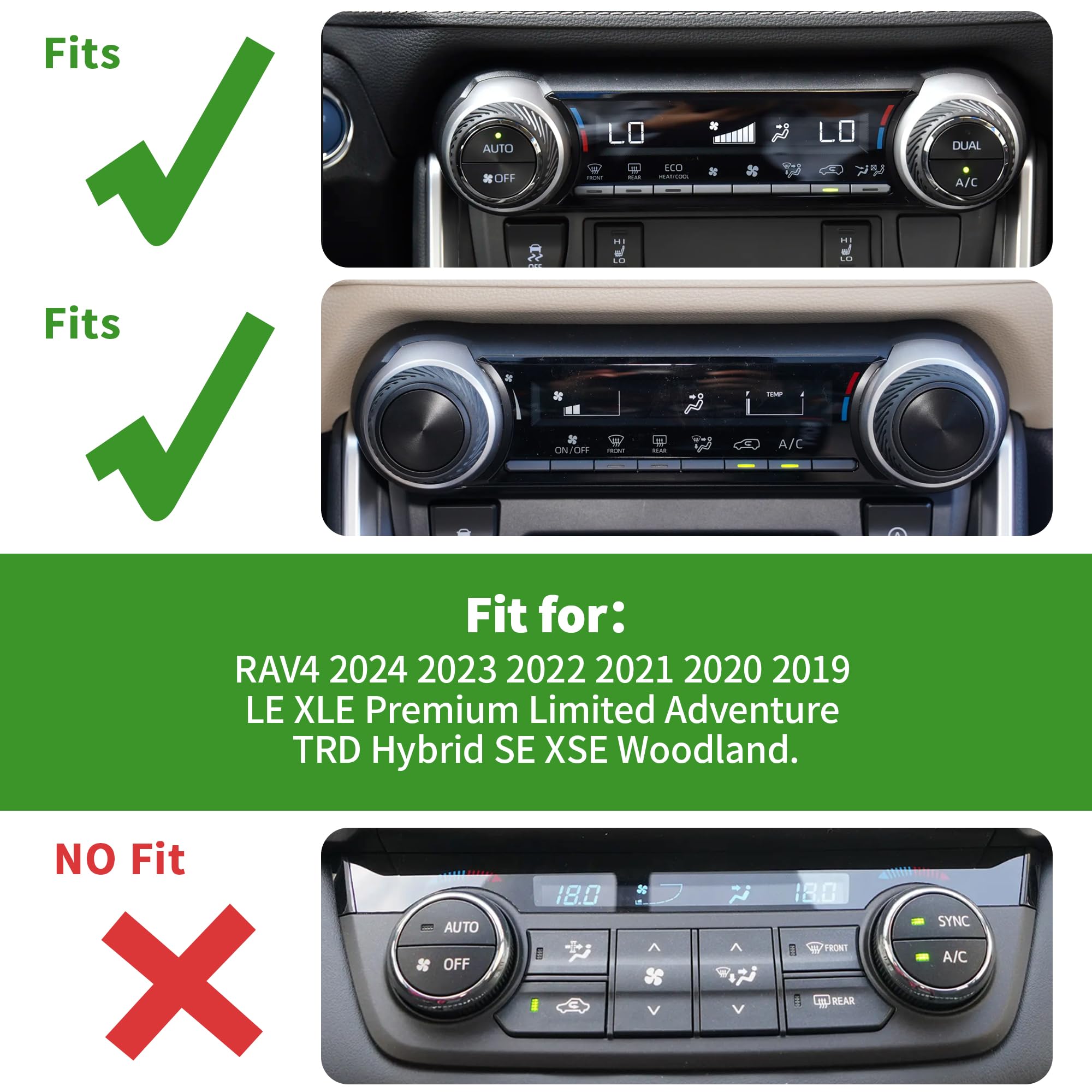 Polodunn For Toyota Rav4 Accessories 2025 2024 2023 2022 2021 2020 2019 -Air Conditioning Knob Covers, Push Start Button Cover T