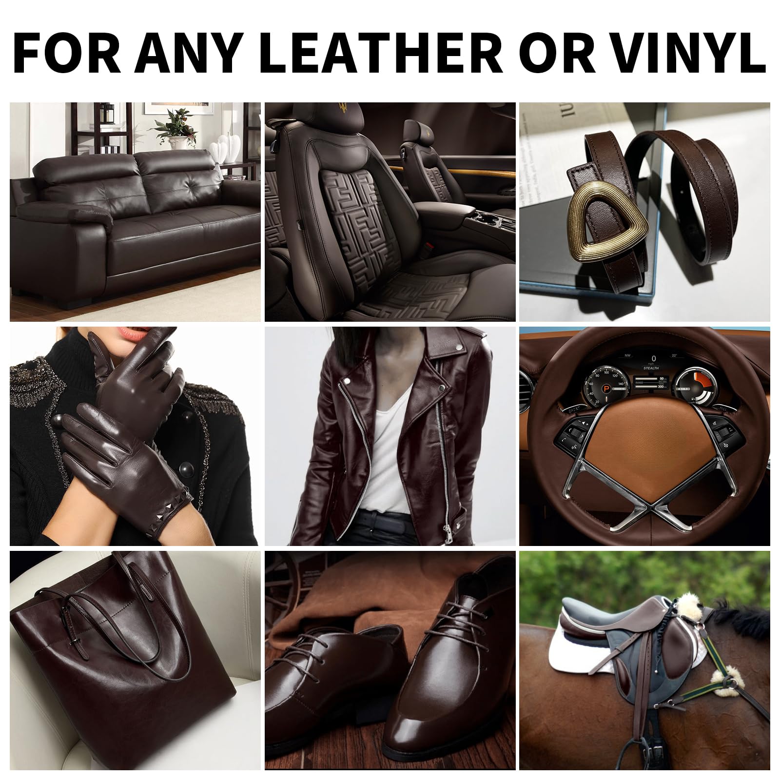 SHADAIWUYU Leather Recoloring Balm - Dark Brown Leather Repair Kit for Furniture & Car Interior, 8.5oz, Restores Faded & Cracked Leather
