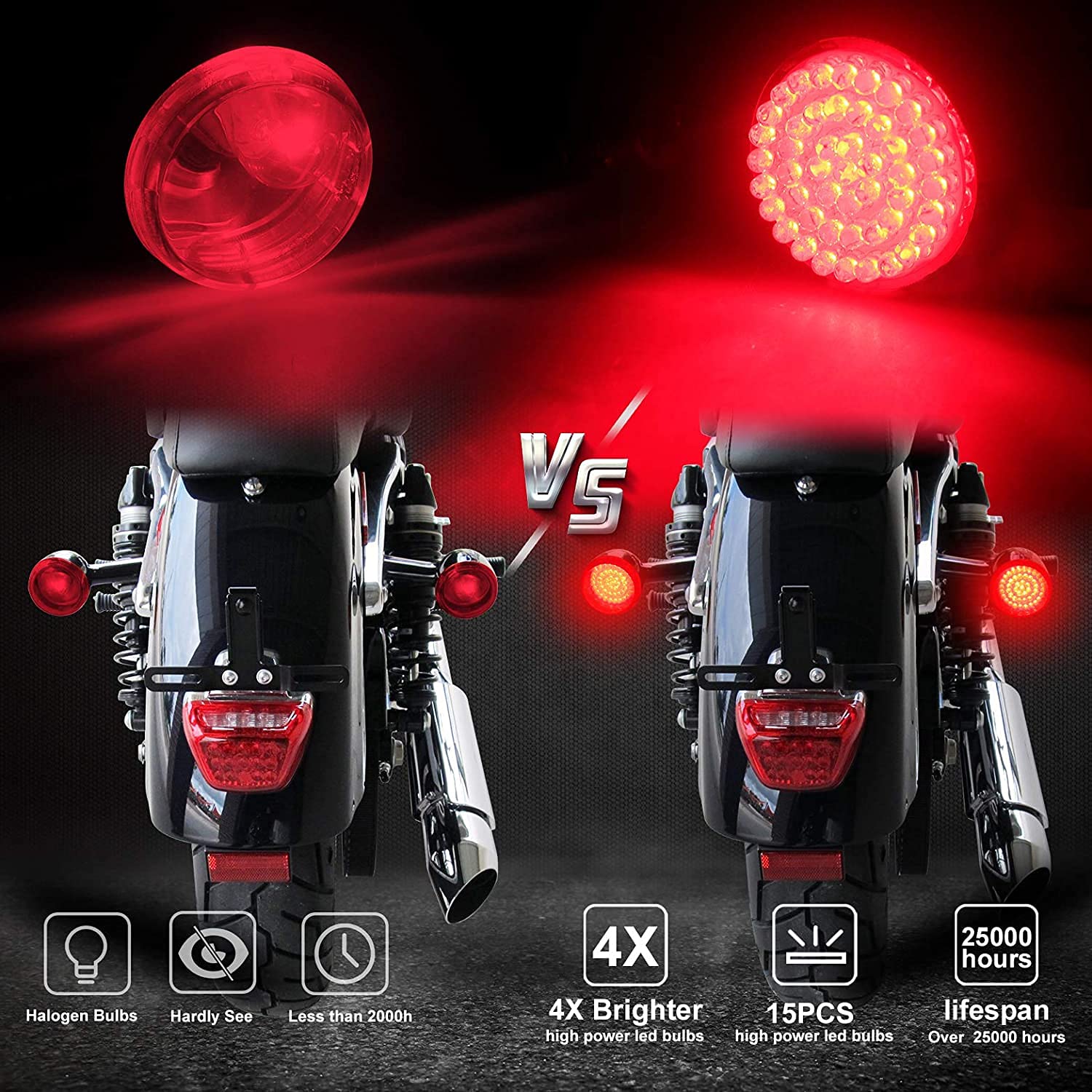 Nthreeauto 1157 Led Front Turn Signals, 1156 Rear Turn Signal Light 2Inch Bullet Bulbs With Smoked Lens Cover Compatible With Ha