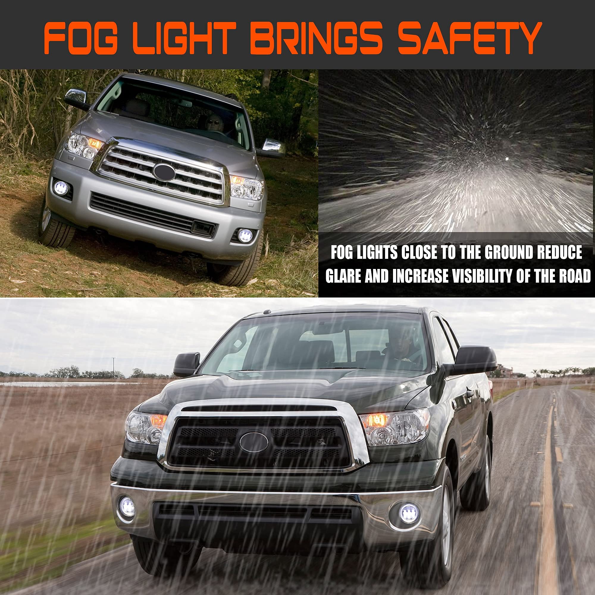 Drfg Led Fog Lights With Daytime Running Lights Compatible For Toyota Tundra 2007 2008 2009 2010 2011 2012 2013, Sequoia 2008-20