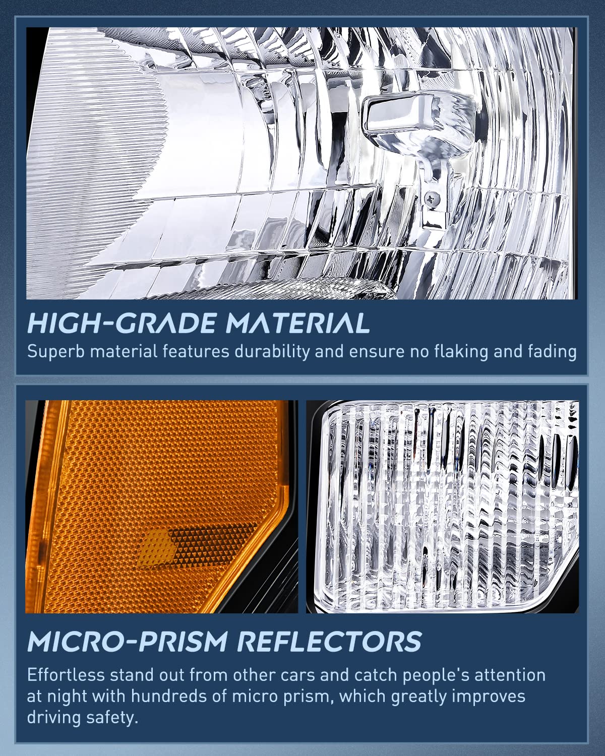 Nilight 2009 2010 2011 2012 2013 2014 F150 Headlight Assembly Black Housing Amber Corner Clear Lens Driver And Passenger Side He