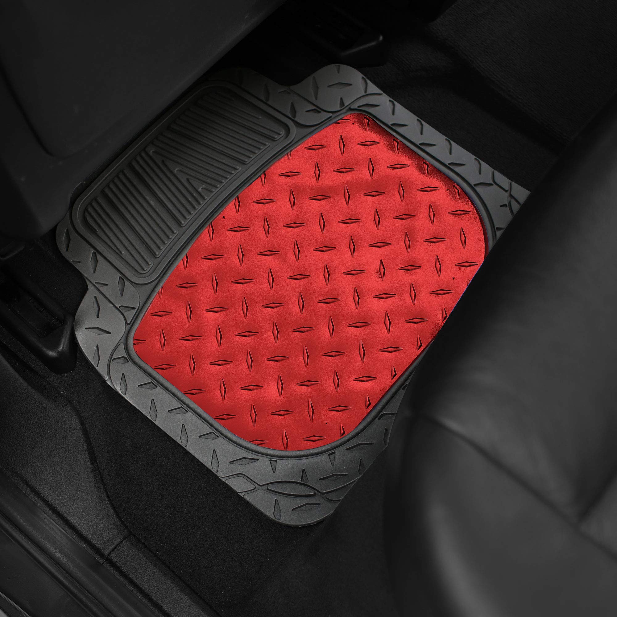 FH Group Automotive Floor Mats - Heavy-Duty Metallic Rubber Floor Mats for Cars, Universal Fit Full Set, Climaproof & Trimmable