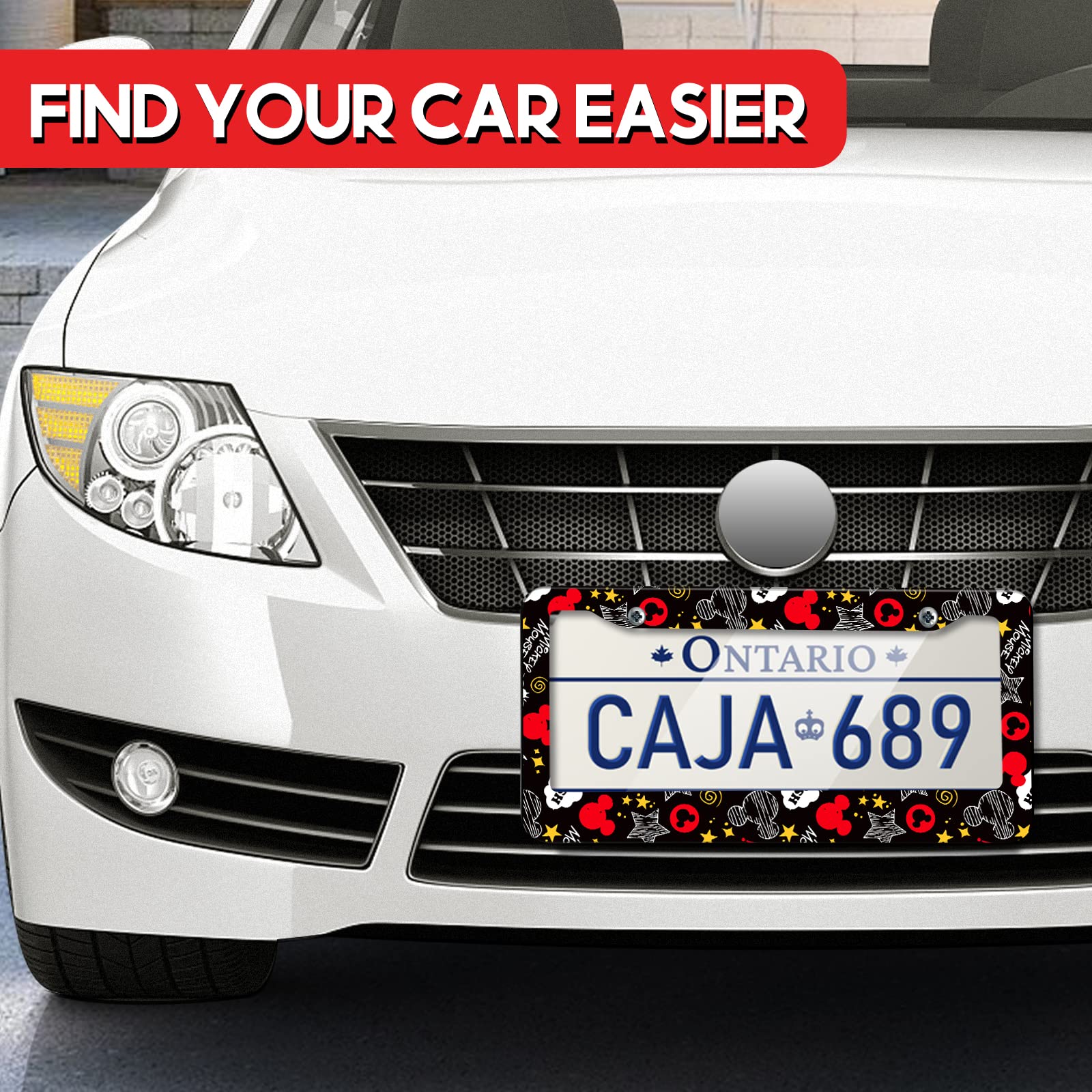 Akkya License Plate Frames For Women Men Car Plate Holder Cover Cute Cartoon Pattern Metal Tag Frame Stainless Steel Car Accesso
