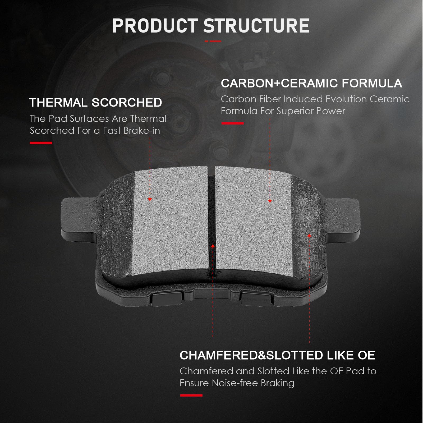 Cciyu D1336 Rear Ceramic Disc Brake Pads Kit For Acura Tsx 2009-2014,For Honda For Accord 2008-2017 4Pcs