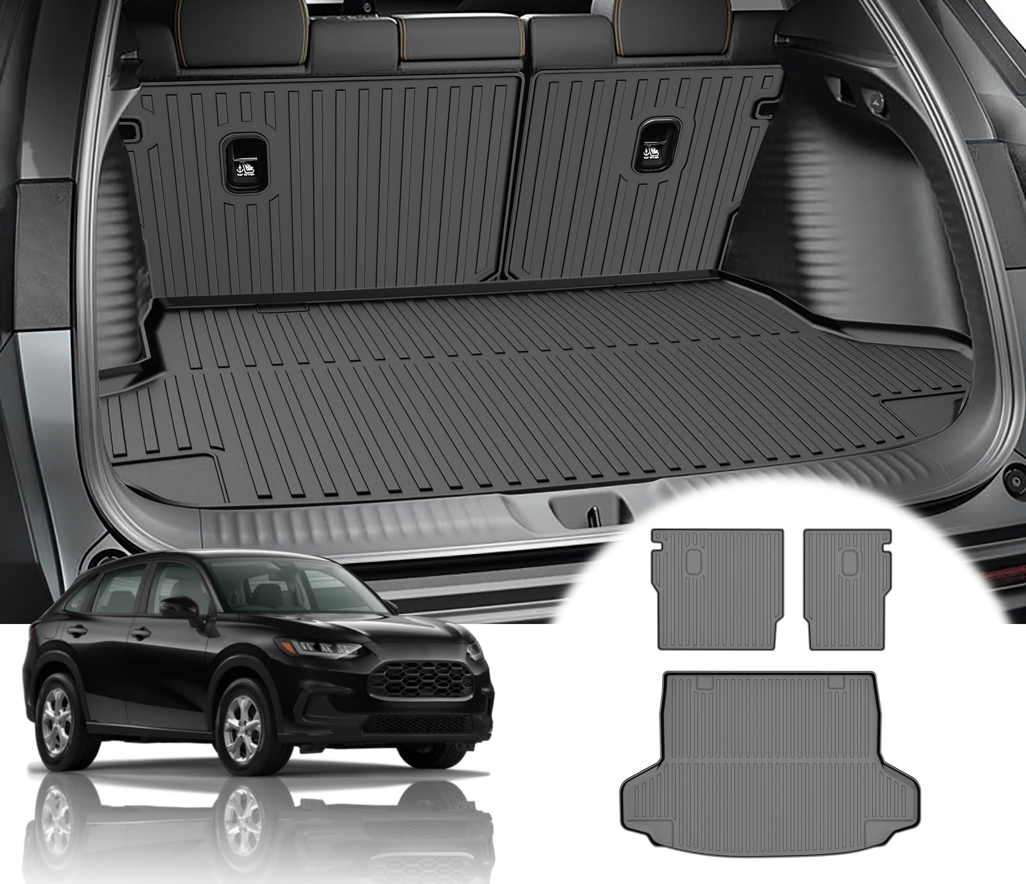 2025 HRV Cargo Liner & Backrest Mat Fit for Honda HR-V HRV 2023 2024 2025: All Weather Protection Cargo Mat with 2nd Row Back Se