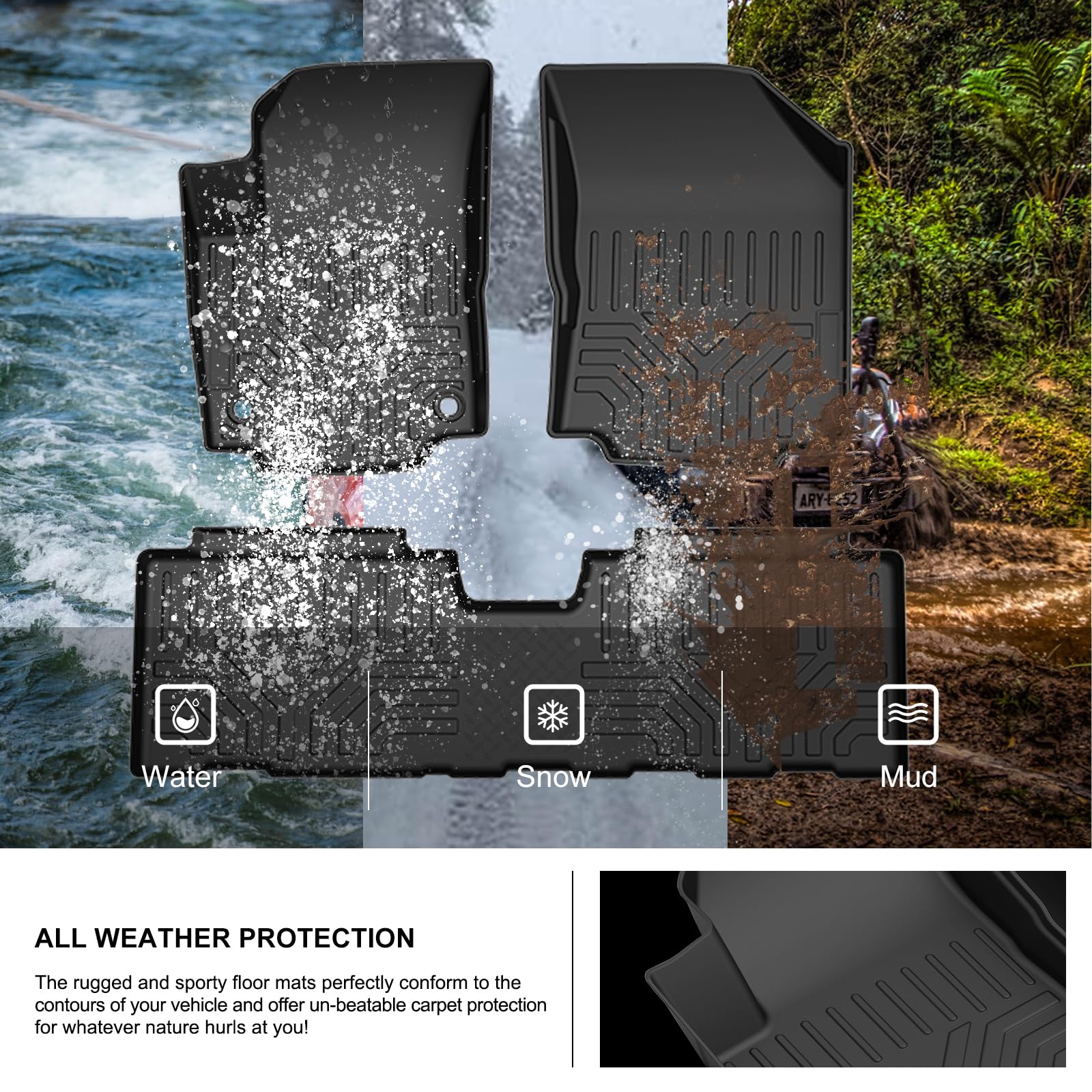 Kiwi Master Floor Mats & Cargo Mat For 2018-2024 Chevy Equinox/Gmc Terrain All Weather Mat Front & Rear 2 Row Seat Trunk Tray Tp