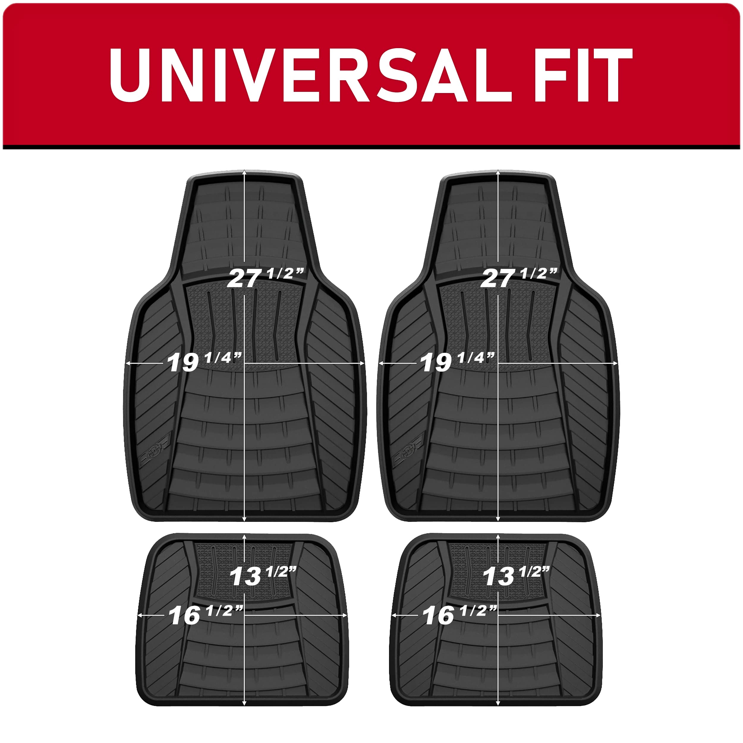 Custom Accessories 4-Piece Anodized Sport Floor Mats, All-Weather Car Floor Mats, Trim-To-Fit Mats For Cars, Trucks, Suvs, All-S