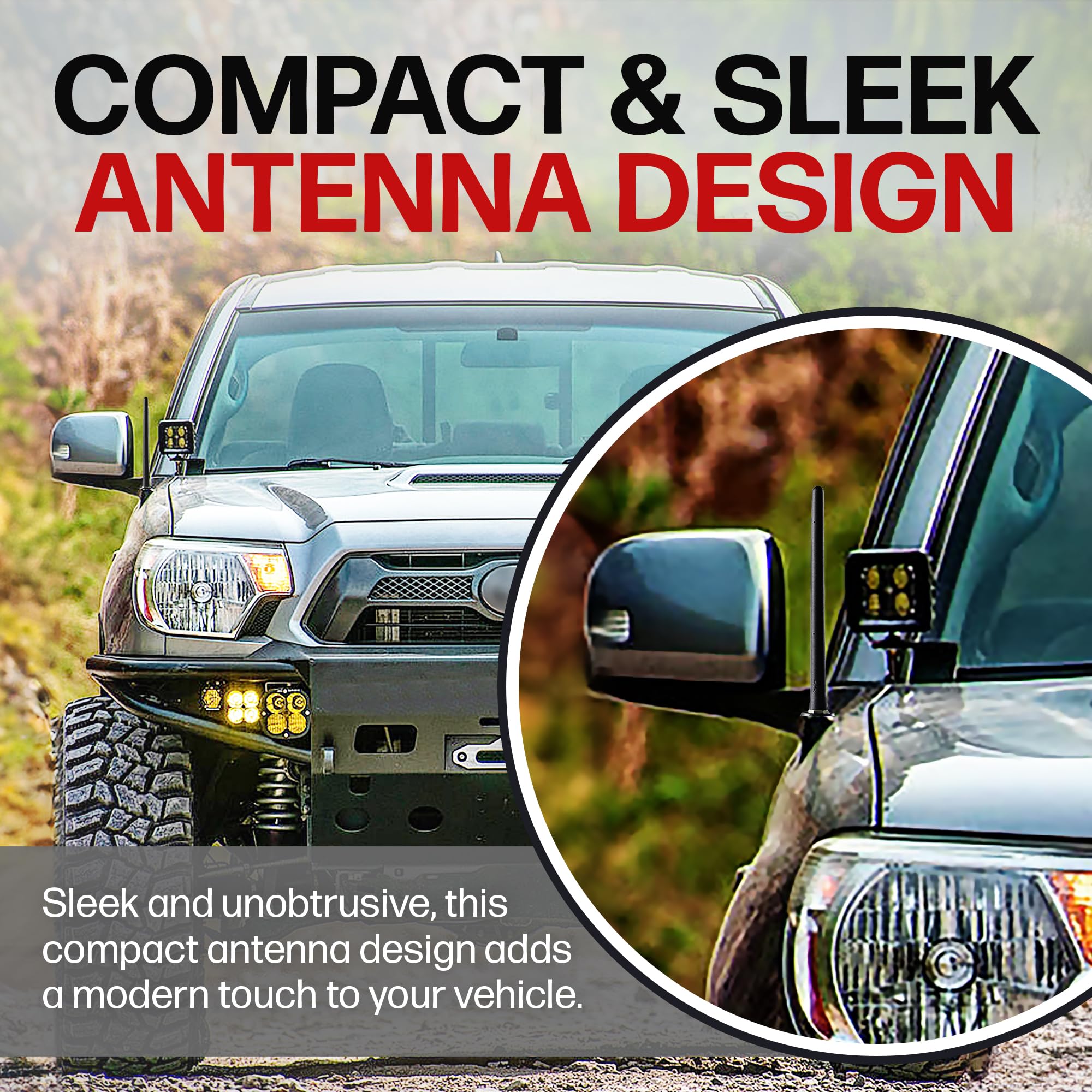 Antennamastsrus - Short Rubber Antenna Fits Toyota Fj Cruiser (2007-2015) - Usa Stainless Steel Threading - The Original 6 3/4 Inch Accessories - Car Wash Proof - Internal Copper Coil