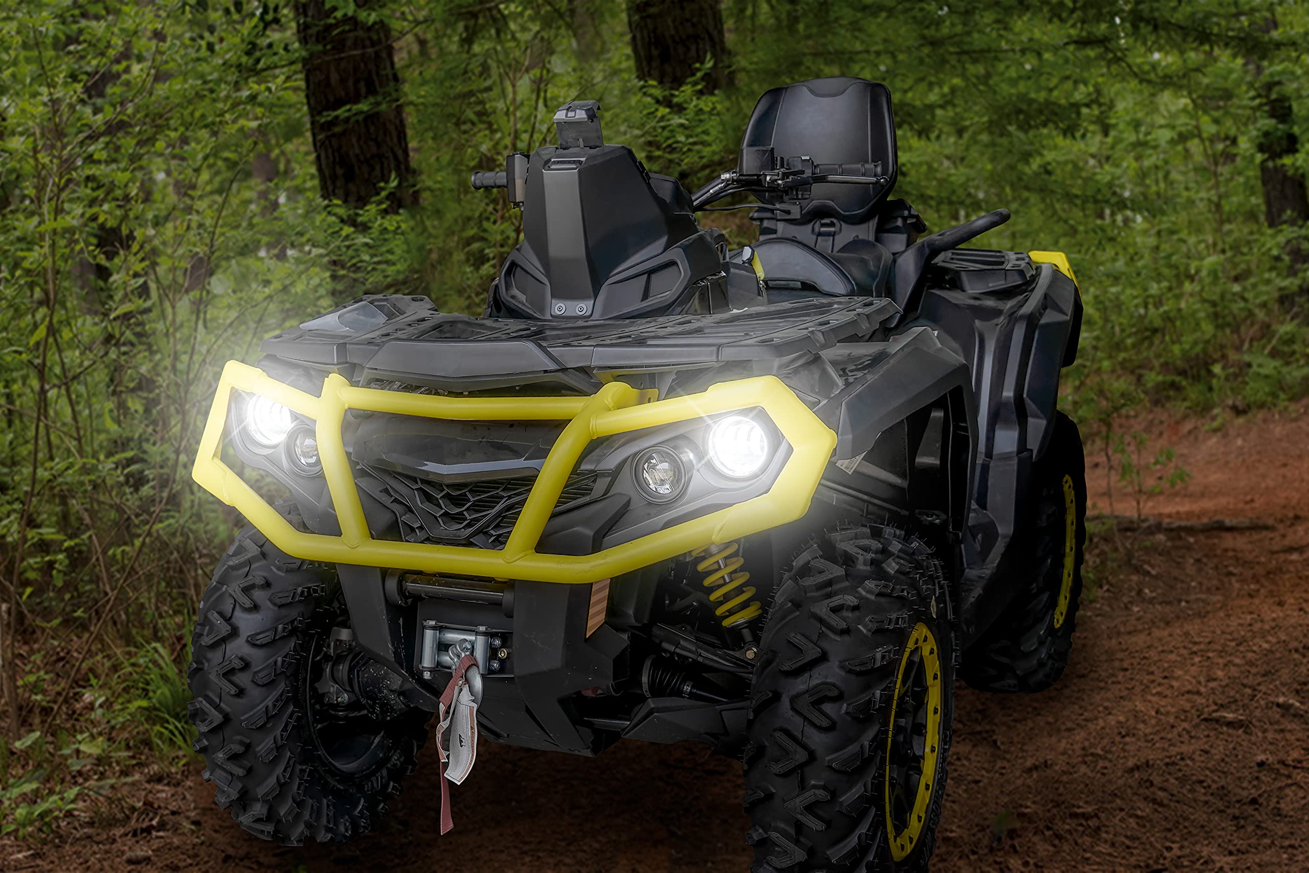 SAUTVS LED Low Beam Headlights with Halo Ring DRL for Can-Am Outlander 500-1000 (2012-2022) - Black, 2PCS, Replace #710006