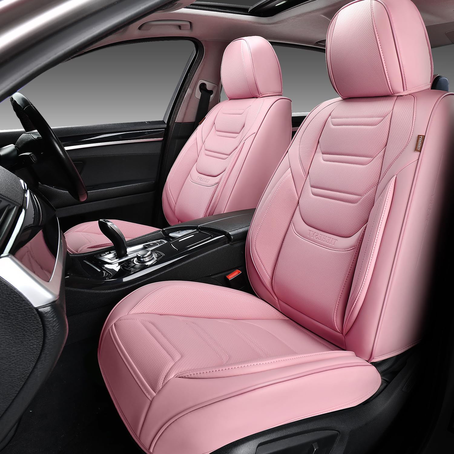 Tiehesyt Car Seat Covers , Breathable Leather Automotive Front And Rear Seat Covers, Car Seat Protectors, Compatible With Most V