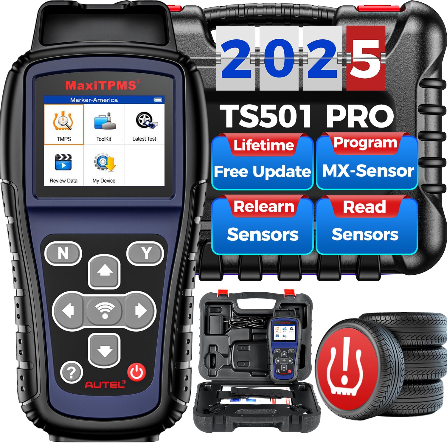 Autel Maxitpms Ts501 Pro Tpms Programming Tool, Same As Ts508, 2025 Tpms Relearn Tool Newer Of Ts501 Ts408S, Activate Relearn 99