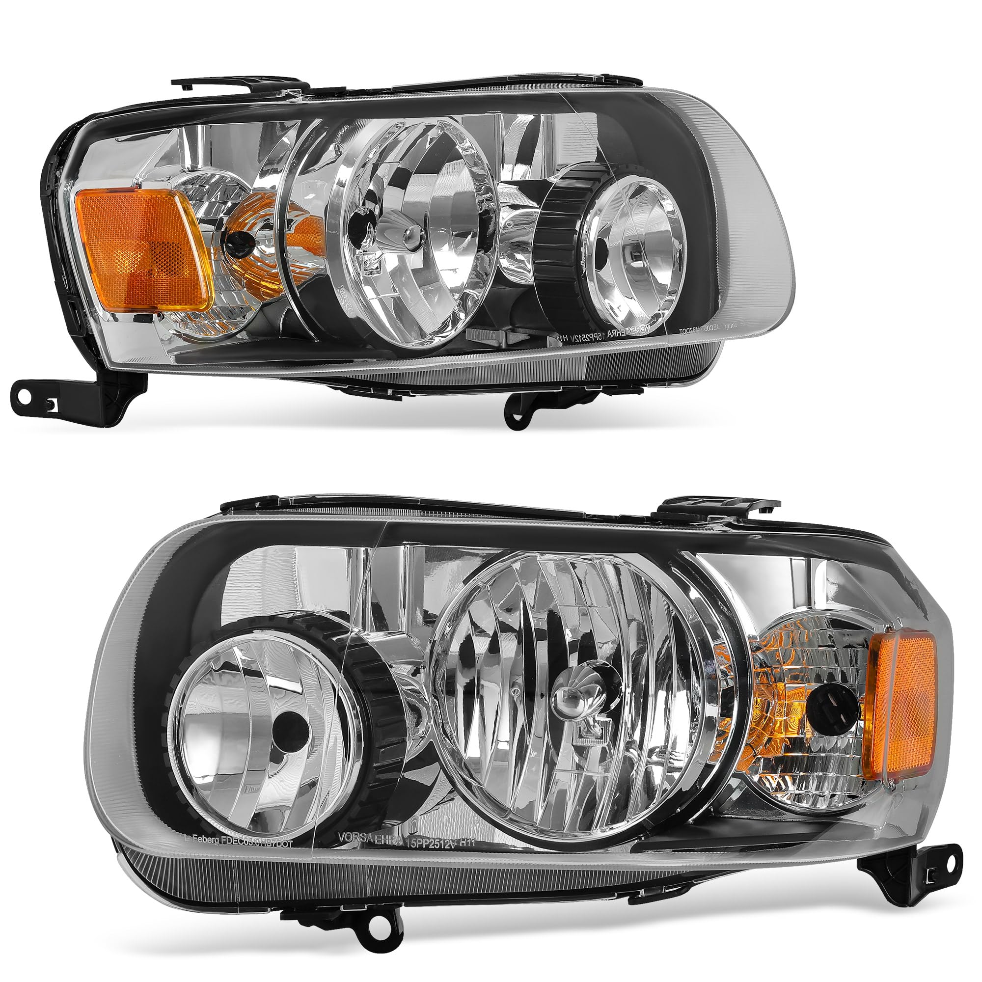 AUTOSAVER88 Headlight Assembly Compatible with 2005 2006 2007 Ford Escape Headlamp Replacement with Clear Lens, Amber Reflector,