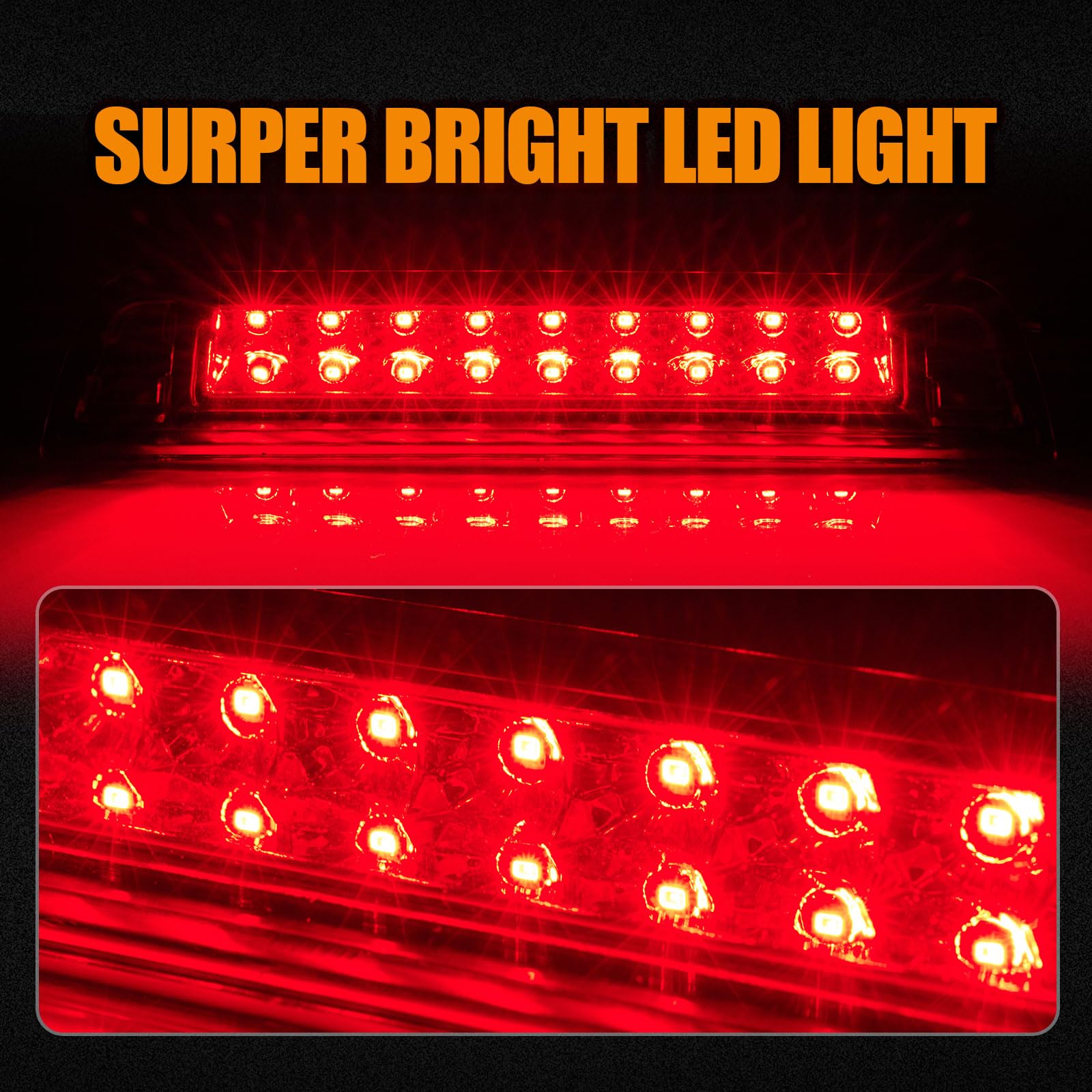 Cxdar LED Third Brake Light for 2006-2014 Honda Ridgeline, Waterproof High Mount Stop Light, Red, Model 3BL080-RC-HR0614