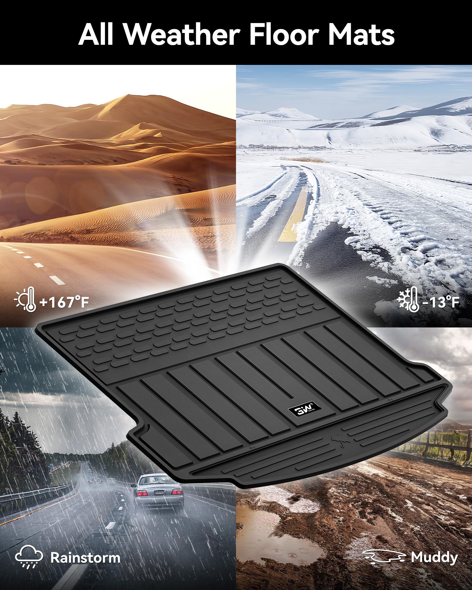 3W Cargo Liner Fit For Range Rover Evoque 2020-2025 5S,Tpe All Weather Custom Fit Floor Liner For Range Rover Full Set Car Mats,