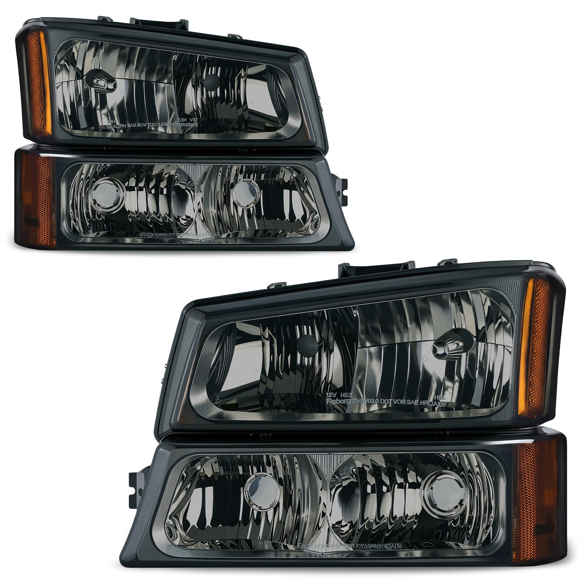 AUTOSAVER88 Headlights Assembly Compatible with 2003-2006 Chevy Silverado Avalanche 1500 1500HD 2500 2500HD 3500 Black Housing A