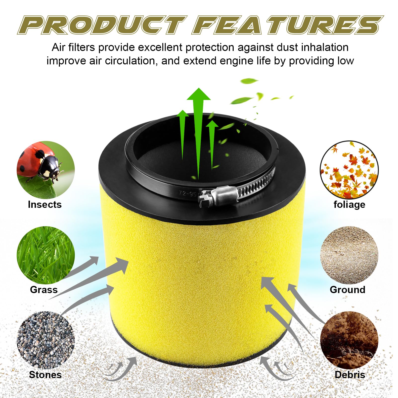 17254-Hpo-A00 Air Filter For Honda Foreman 500 Pioneer 500 700 4X4 Rincon 680 Rubicon 500 Pioneer 700 Big Red 700 Muv700 Trx400E