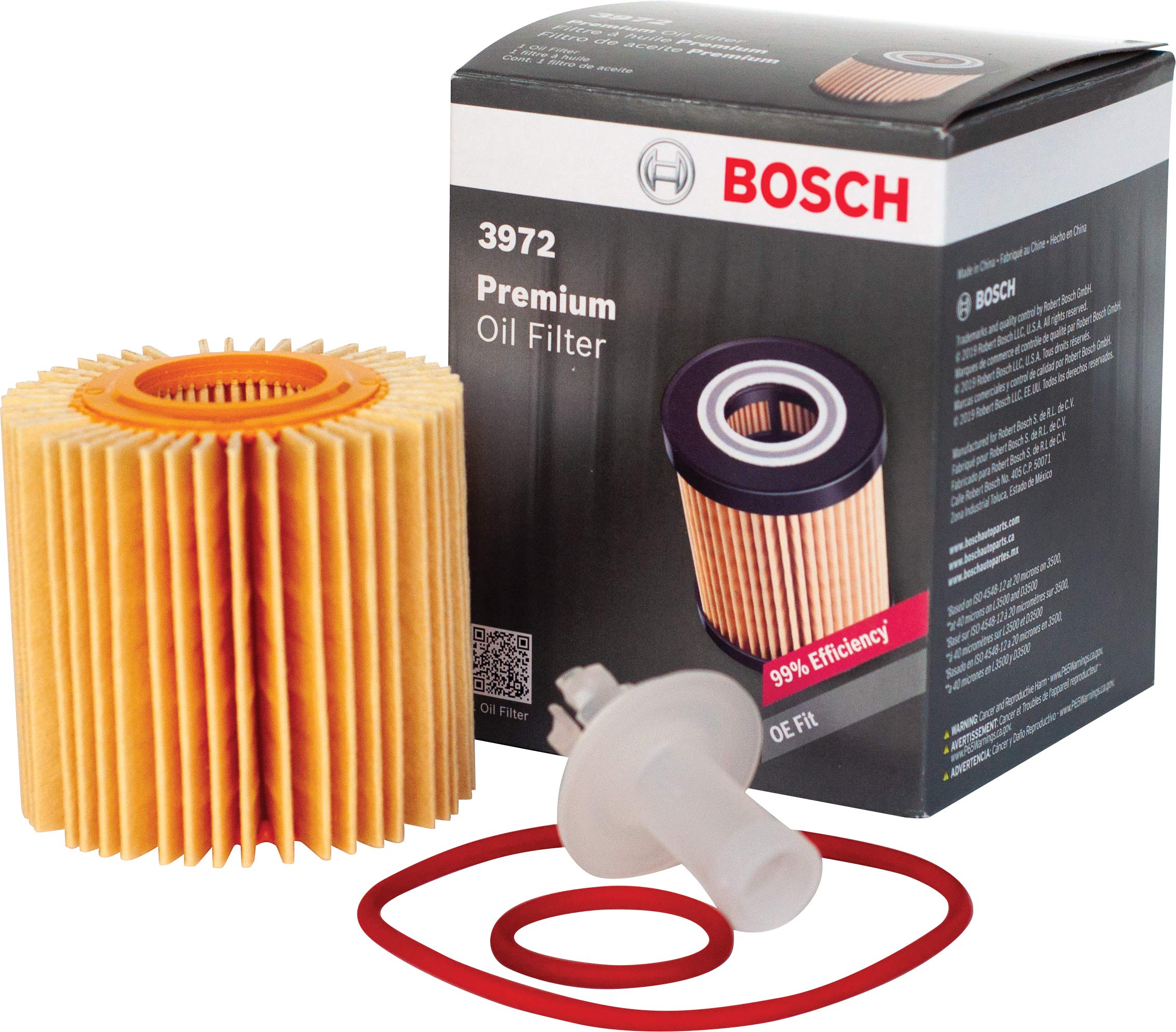 Bosch Automotive 3972 Premium FILTECH Oil Filter for Select Lexus ES350,GS200t,GS300 Toyota Camry,Highlander,RAV4,Sienna,Tacoma,