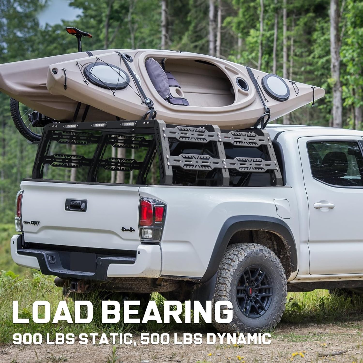 OTHOWE Bed Rack for Mid-Size Trucks - Compatible with Tacoma, Canyon, Colorado, Frontier, Ranger - Black - Model BR-L-MT