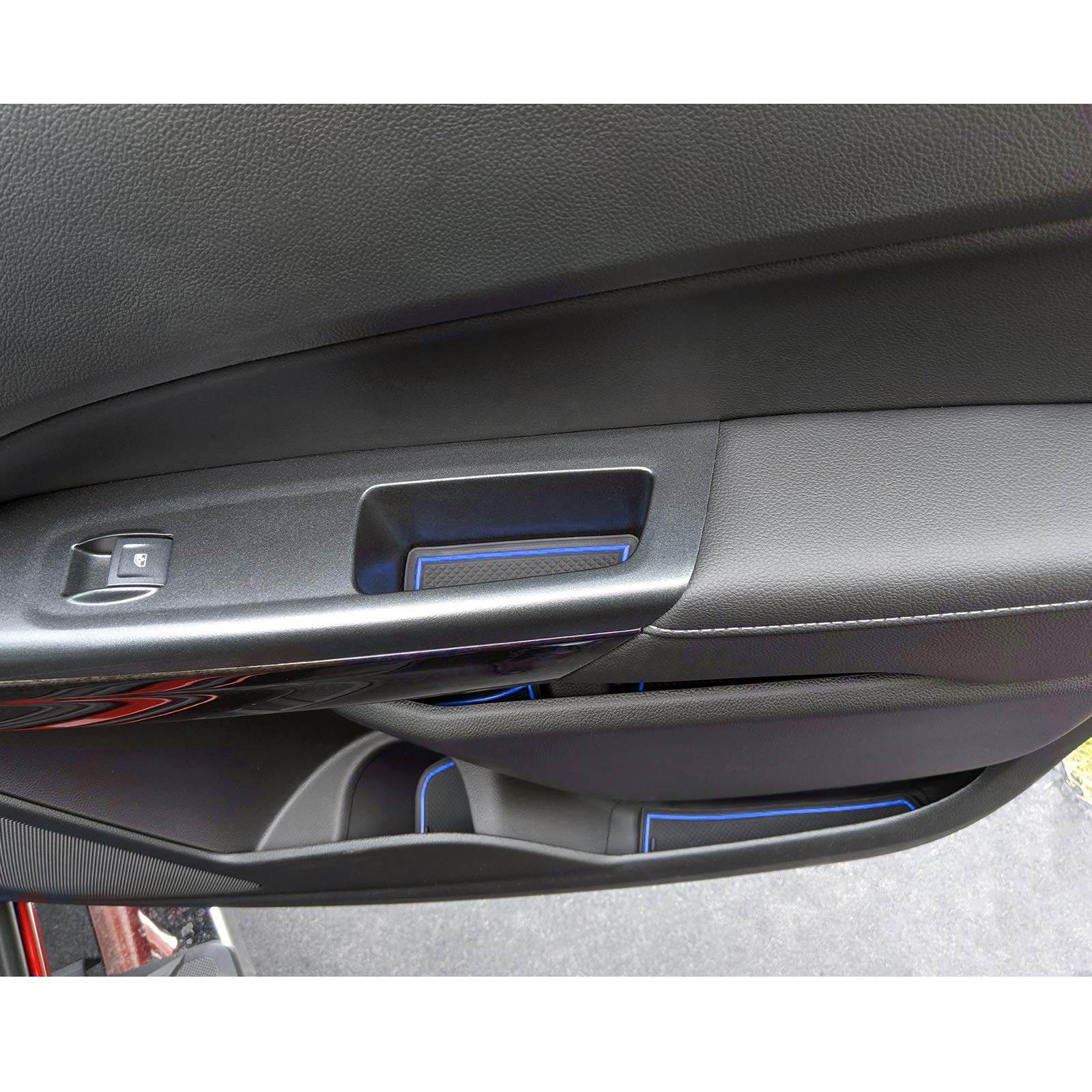 Jdmcar Custom Liner Accessories Compatible With Chevy Colorado/Gmc Canyon 2015-2021 2022, Console, Door Pocket, And Cup Holder Rubber Mats 26-Pc Set (Crew Cab, Blue Trim)