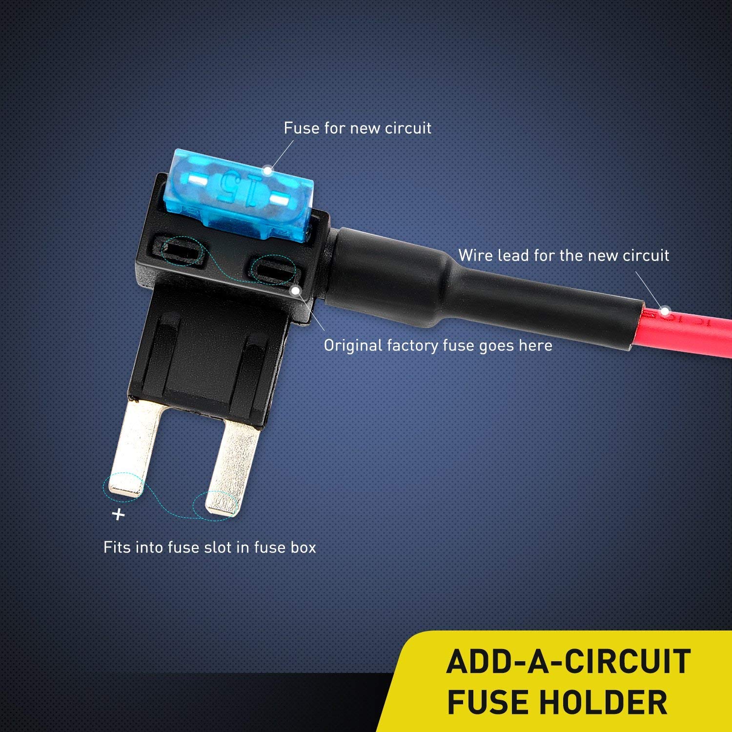 Nilight - 50034R 10 Pack 12V Car Add-A-Circuit Fuse Tap Adapter Mini Atm Apm Blade Fuse Holder With 120 Pcs Mini Blade Fuse Asso