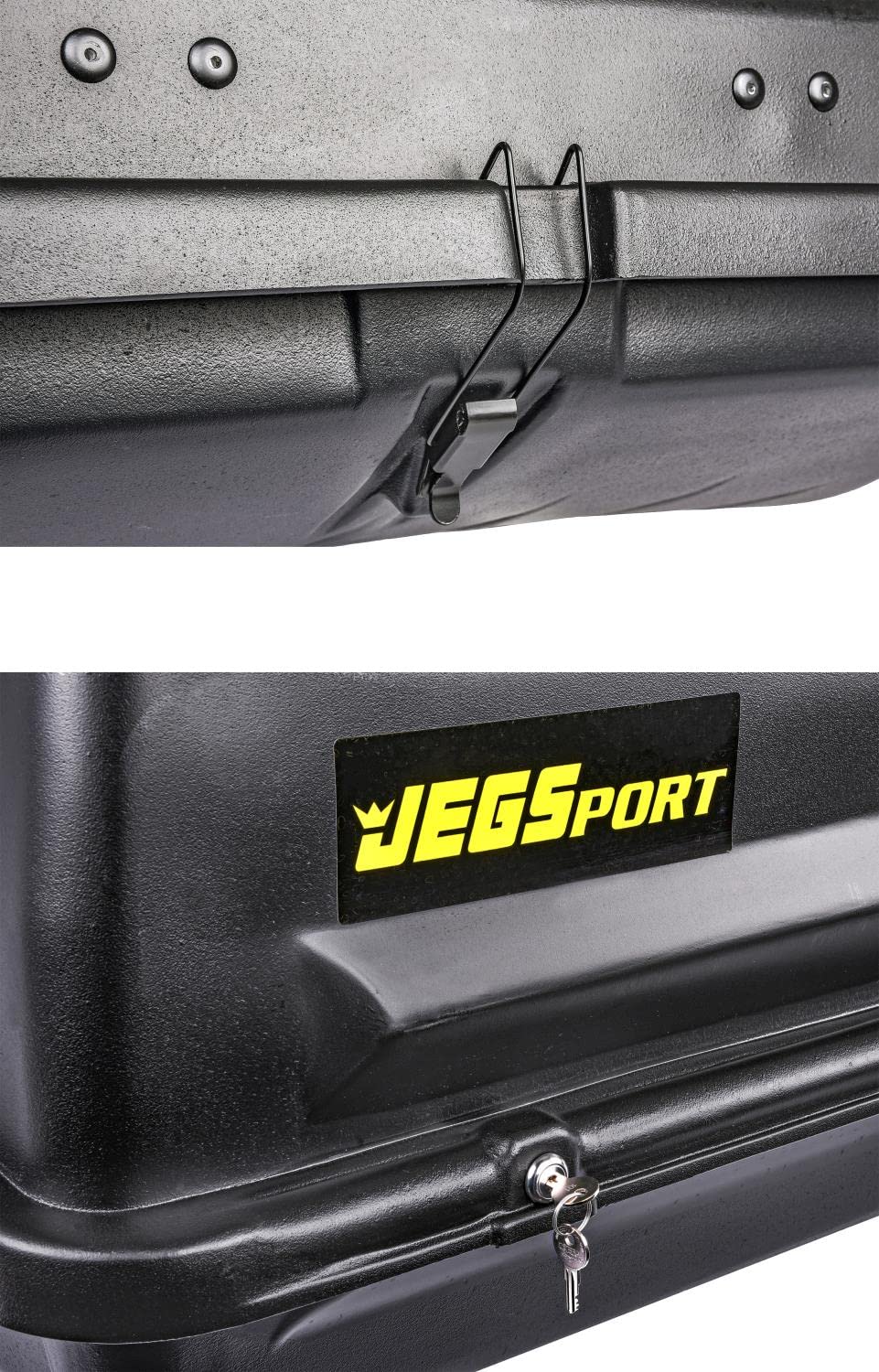 JEGS Rooftop Cargo Carrier - 18 Cubic Ft Heavy Duty Weatherproof Storage - Black HDPE - Made in USA - 110 Lb Capacity