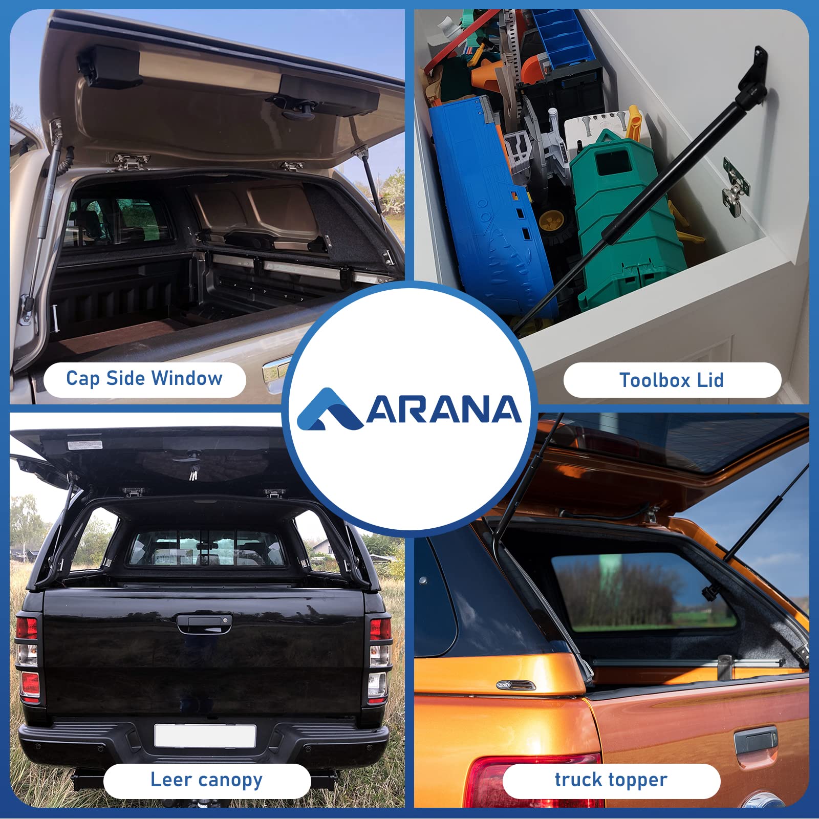 Arana C16-23070 13 Inch 28Lb Gas Shocks Struts C1623070 12.8 Inch 28Lb/125N Gas Spring Lift Supports For Truck Tool Box Topper L
