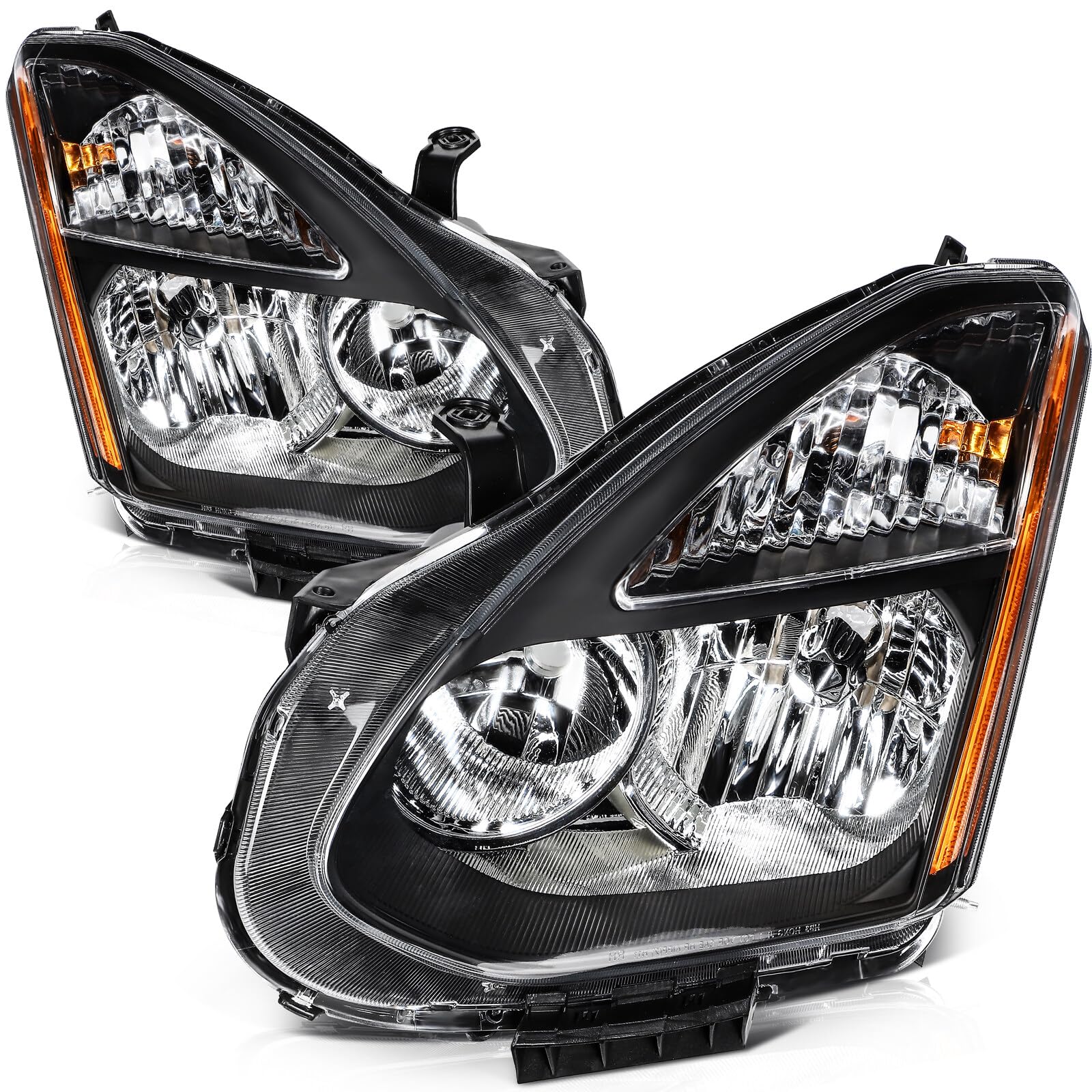 OCPTY Headlight Assembly Pair Replacement For 2008-2013 for Nissan Rogue 2014-2015 for Nissan Rogue Select Black Housing Amber R