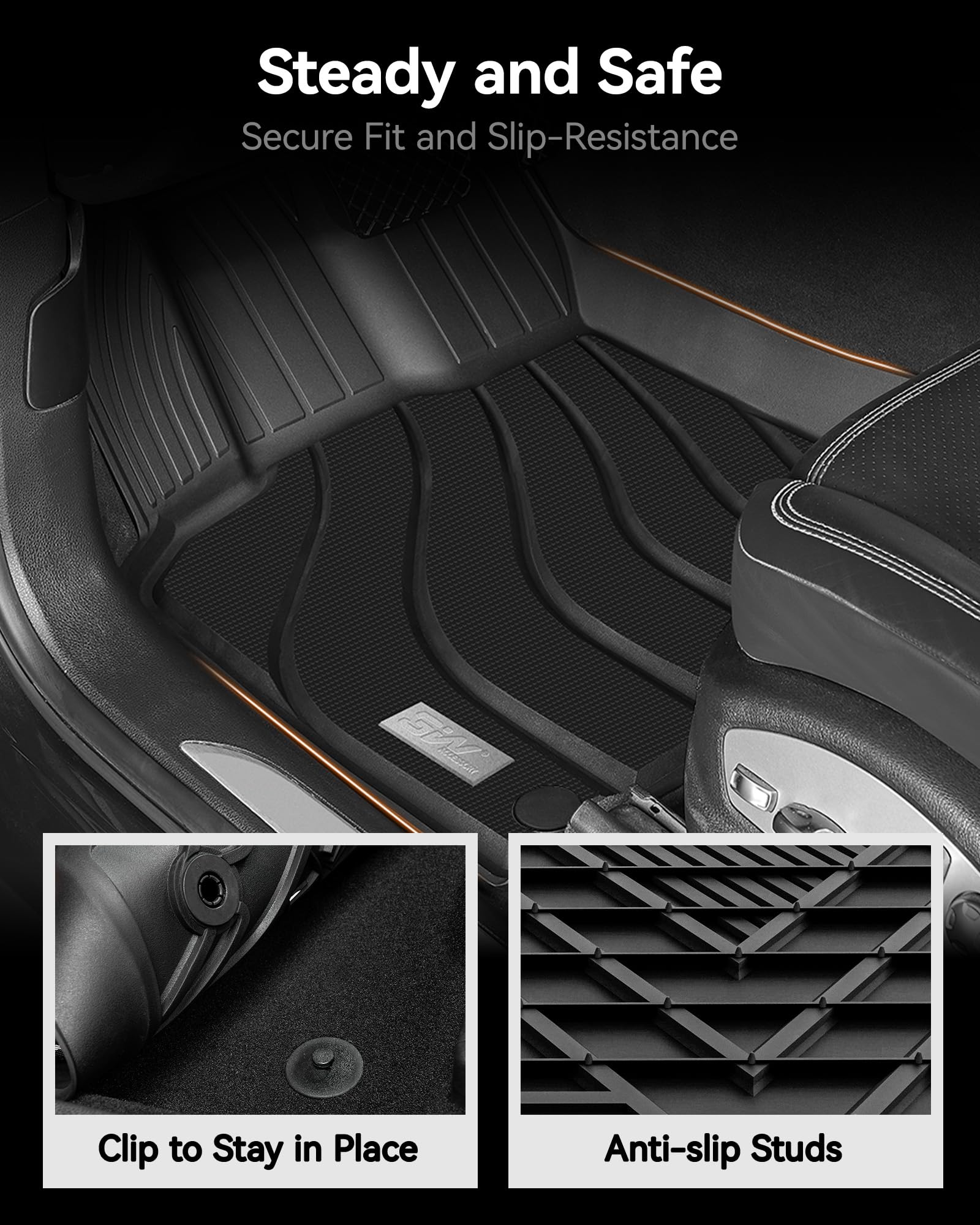 3W Floor Mats & Cargo Liner & Carpets Fit For 2021-2024 2025 Ford Bronco 4 Door, All Weather Tpe Custom Fit Floor Liner And Trun