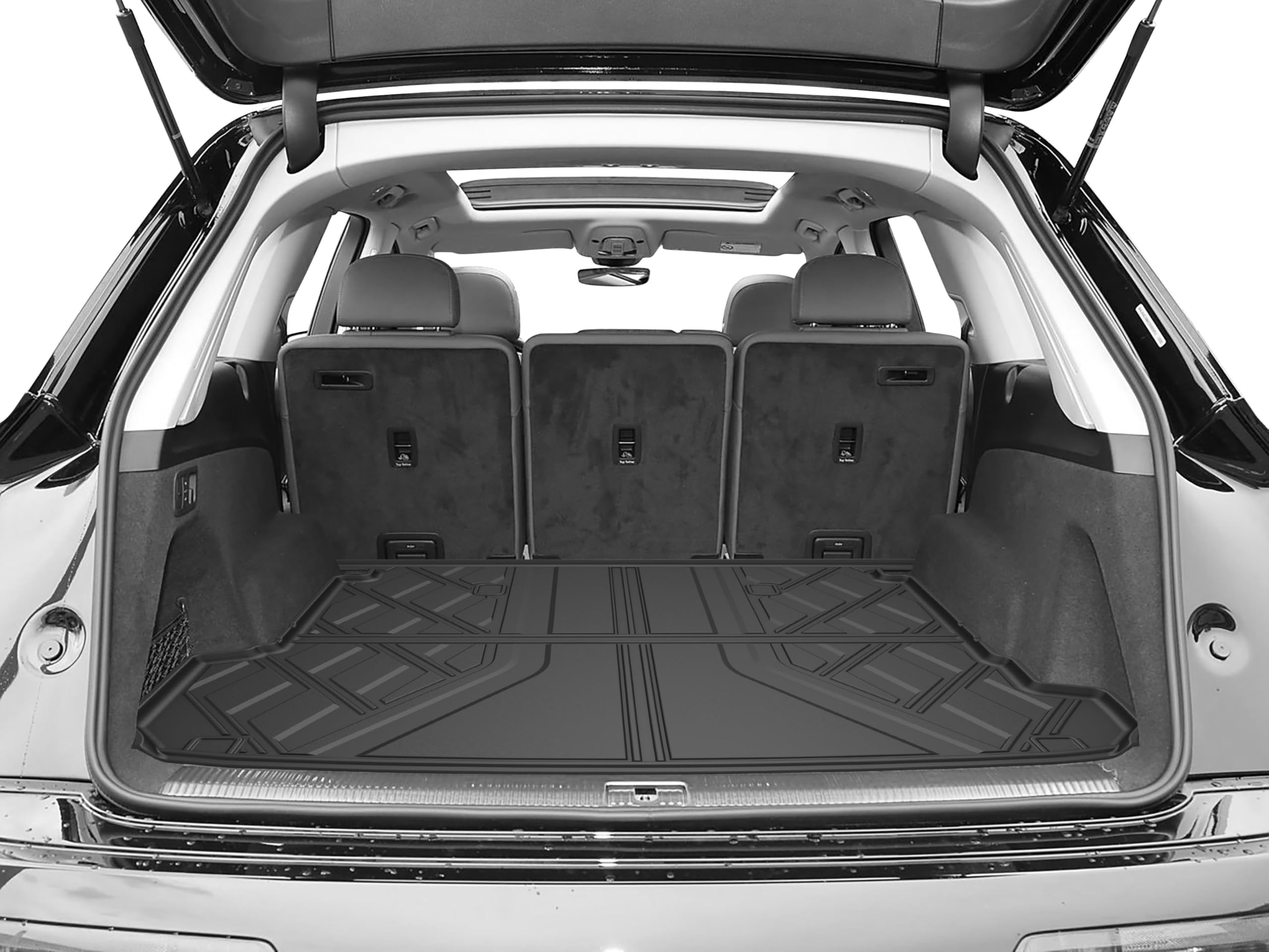 AOMSAZTO Floor Mats & Cargo Liner for 2017-2025 Audi Q7, Custom Fit TPE Rubber, Black, Full Set for 1st & 2nd Row