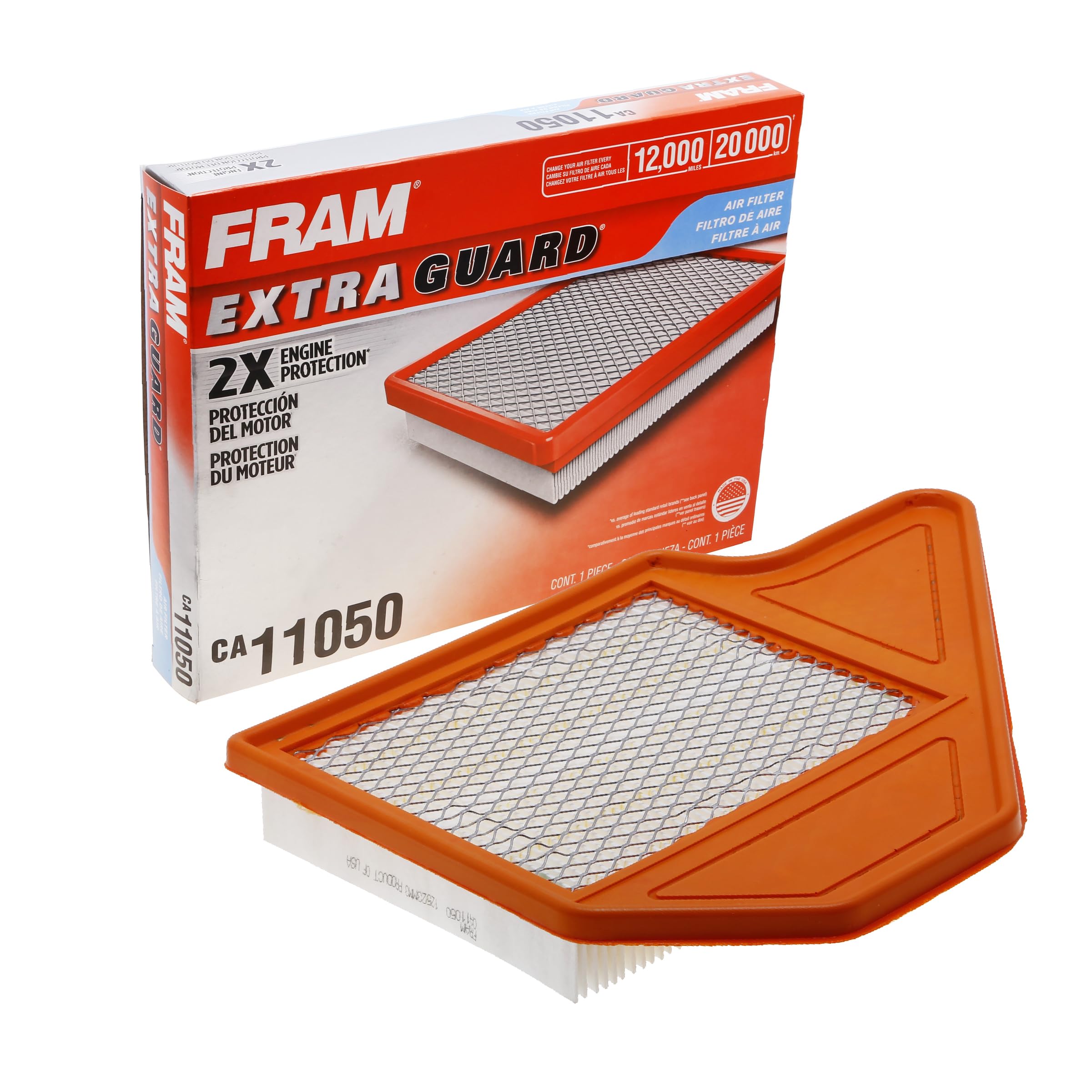 FRAM Extra Guard CA11050 Replacement Engine Air Filter for Select Chrysler, Dodge, Ram and Volkswagen (3.6L) Models, Provides Up