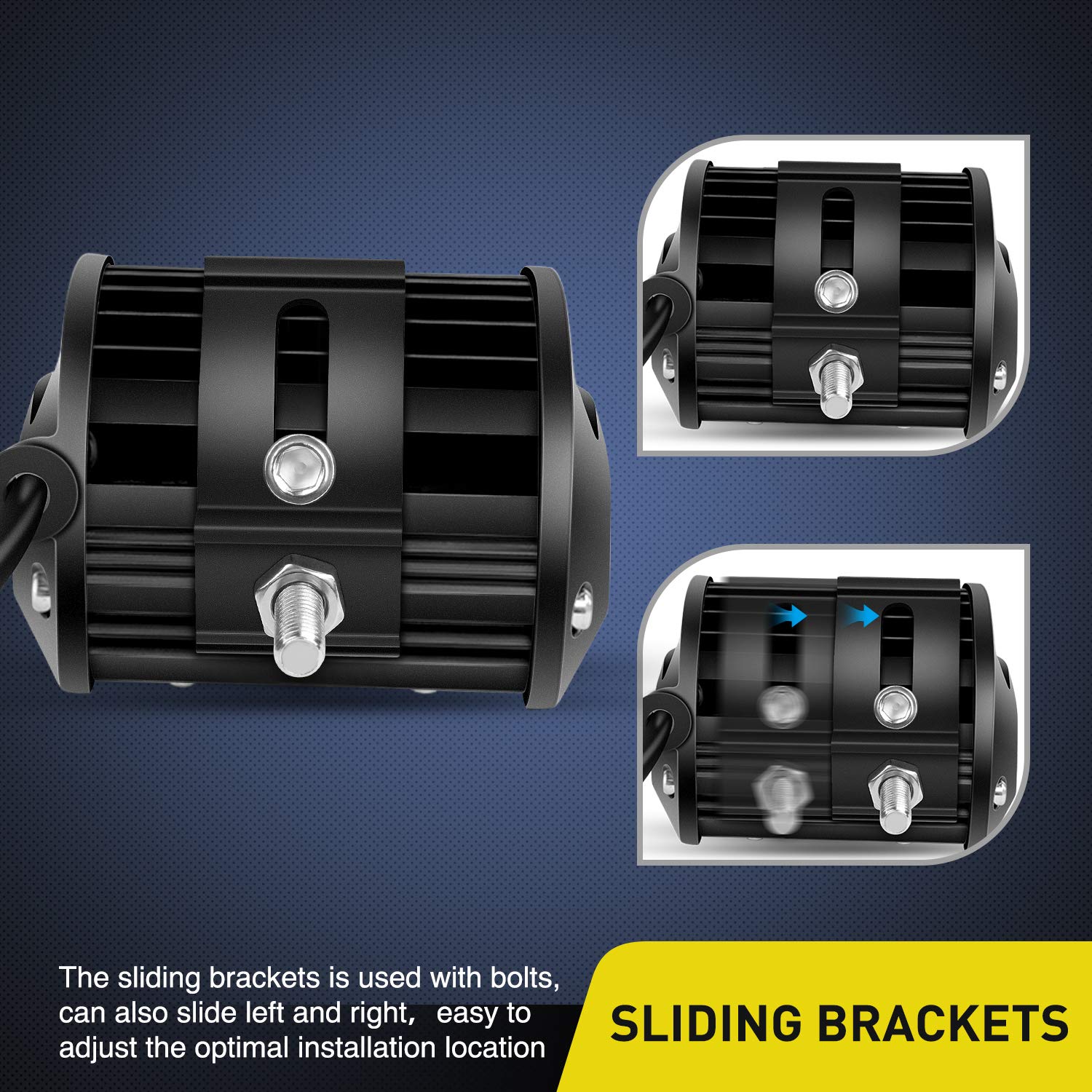 Nilight 2Pcs Base Mounting Brackets Universal Slide Bracket Kits For Led Light Bar, Model: 90035B