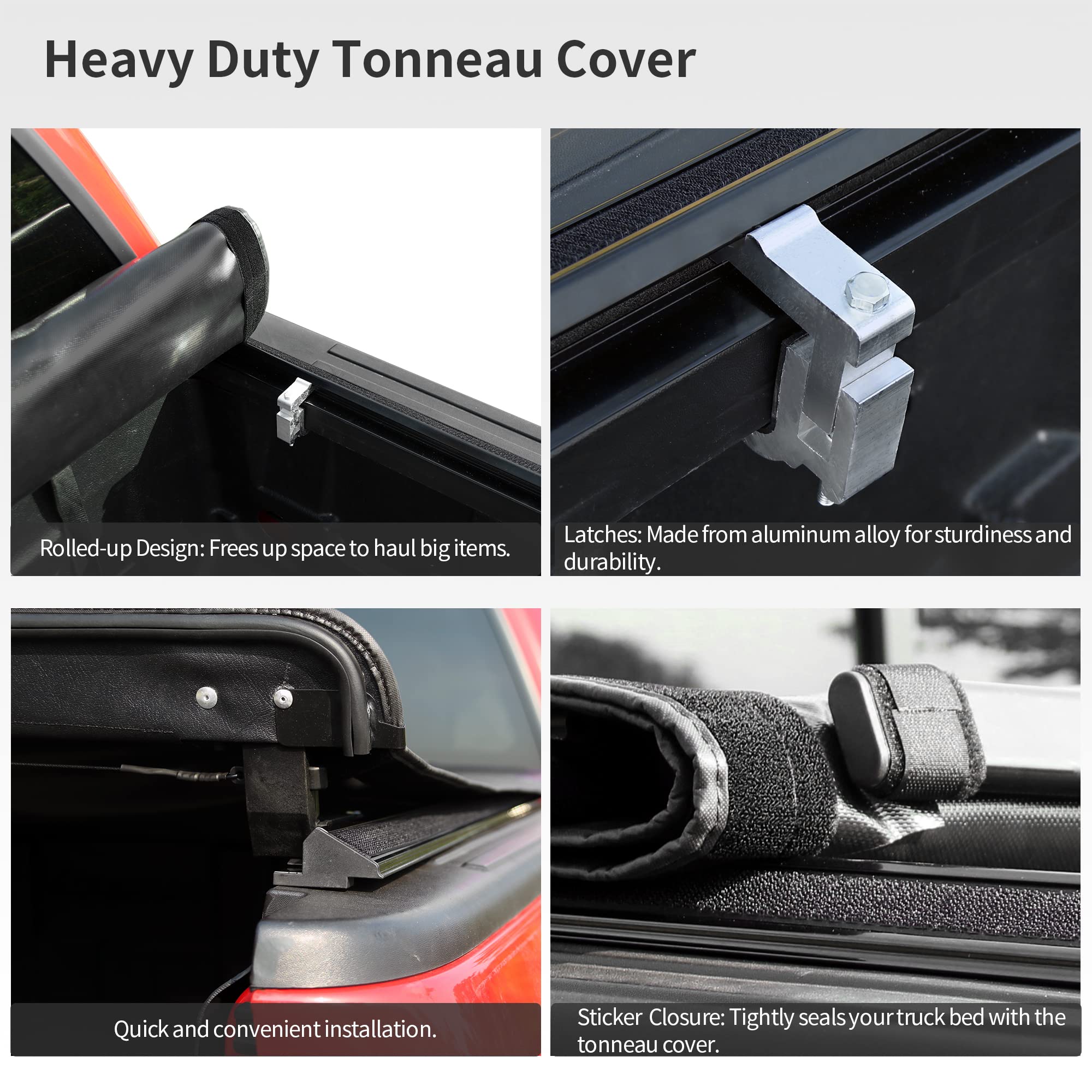Oedro Soft Roll Up Truck Bed Tonneau Cover Compatible With 2014-2018 Chevy Silverado/Gmc Sierra 1500, Fleetside 5.8Ft Bed